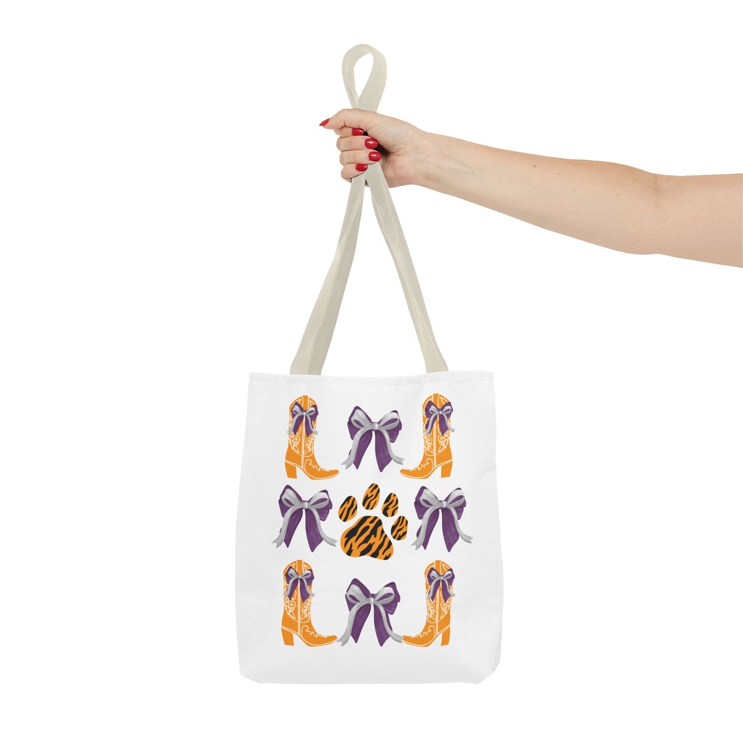 SC Clemson Coquette Bow Tiger Print Tote Bag, Go Tigers, SC Game Day, Clemson, SC, College Student Gift, Graduation Gift, SC Tigers Fan, Clemson Alumni