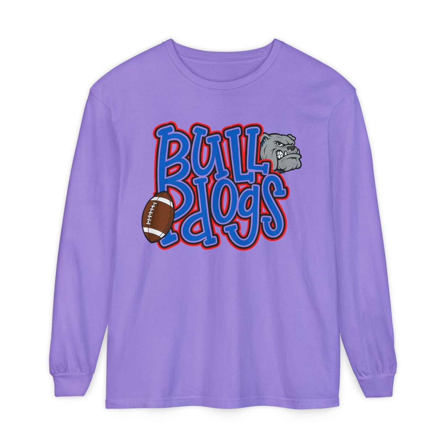 Bull Dogs Long Sleeve T-Shirt - Unisex Garment-Dyed Tee for Sports Fans