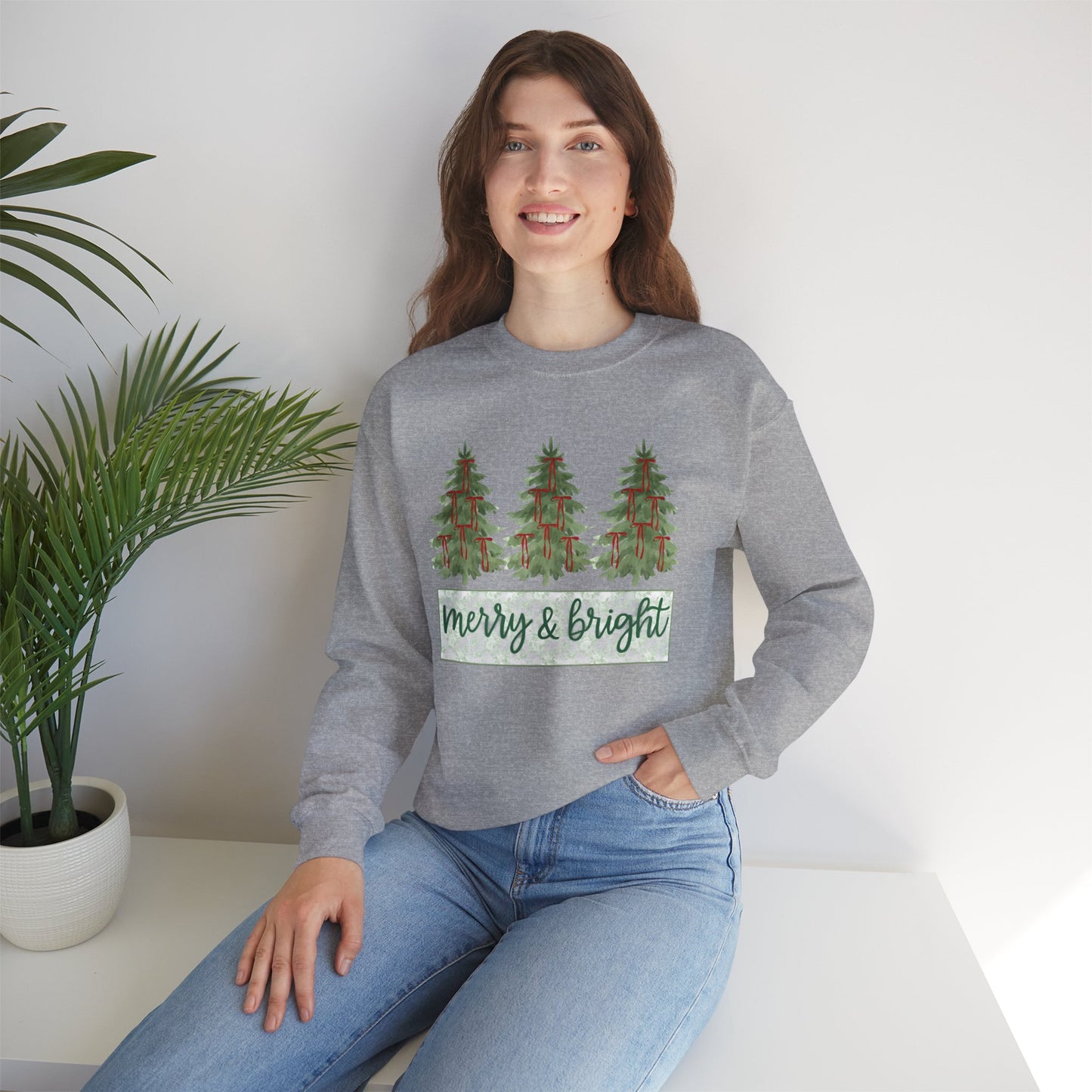 Merry & Bright Crewneck Sweatshirt | Cozy Holiday Gift, Unisex Apparel, Christmas Sweatshirt, Festive Fashion, Winter Wardrobe Essential