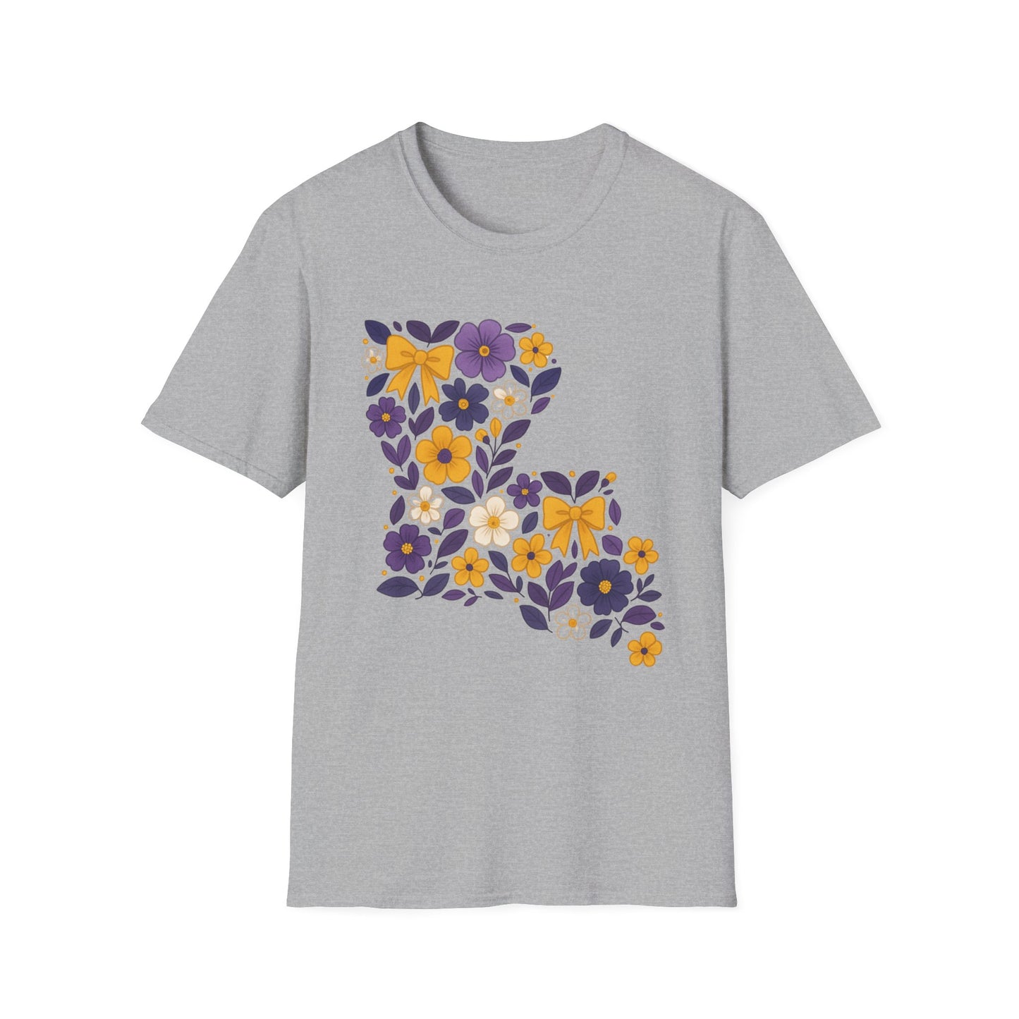Louisiana Floral Graphic Tee, Casual Unisex T-Shirt, Spring Fashion, Gift for Nature Lovers, Summer Outfit, Southern Pride