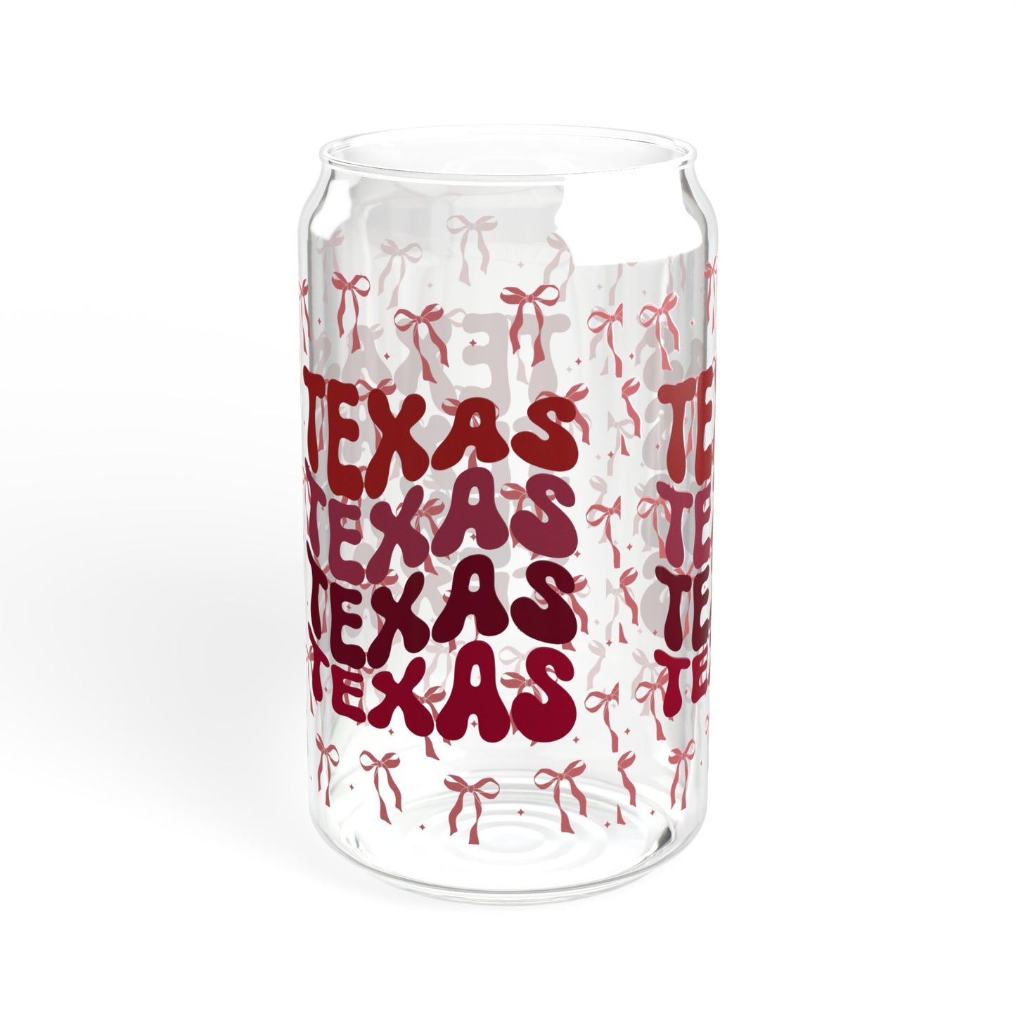 Coquette Bow Texas Sipper Glass, 16oz Travel Mug, Gift for Texans, Summer Hydration, Aggies Game Day, Eco-Friendly Drinkware, Graduation Gift