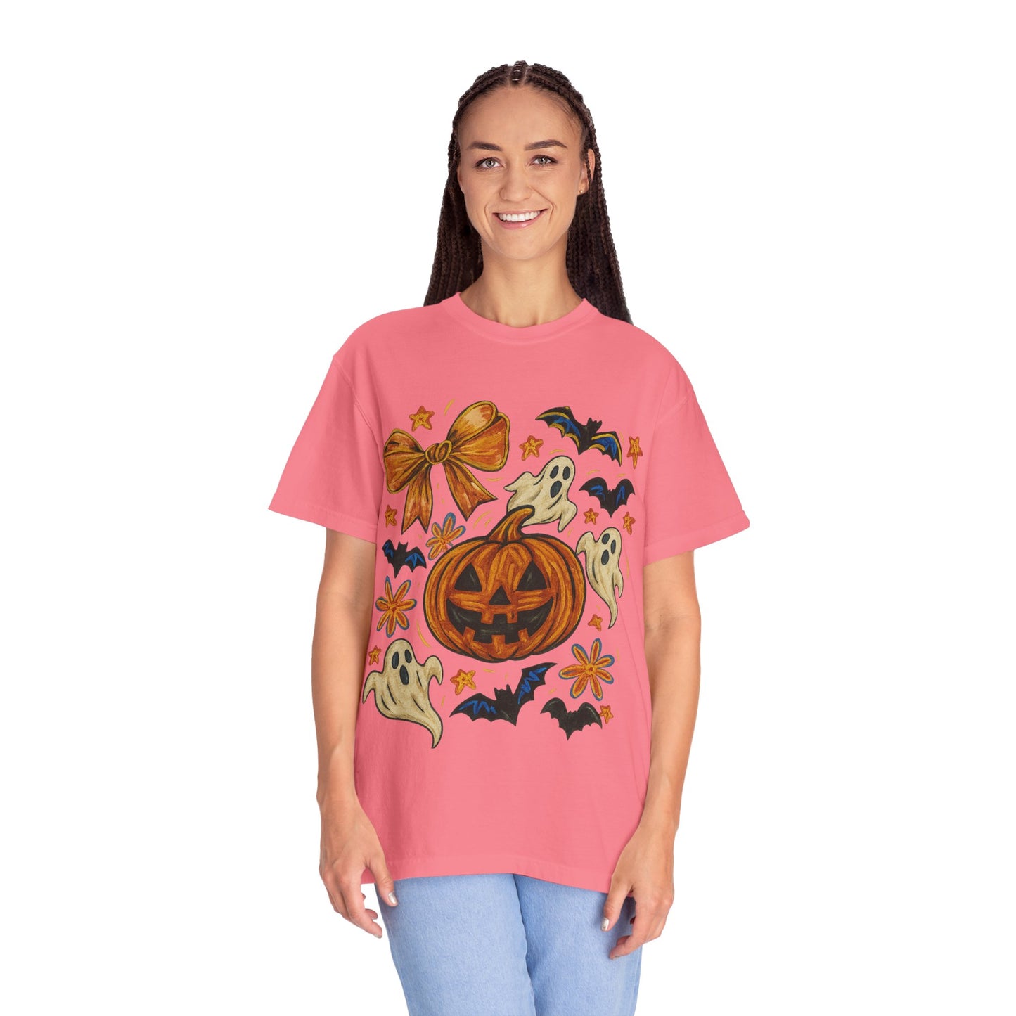 Halloween Ghost & Pumpkin T-shirt, Spooky Season Shirt, Fall Tee, Unisex Halloween Apparel, Ghostly Graphic Tee, Pumpkin Graphic Shirt