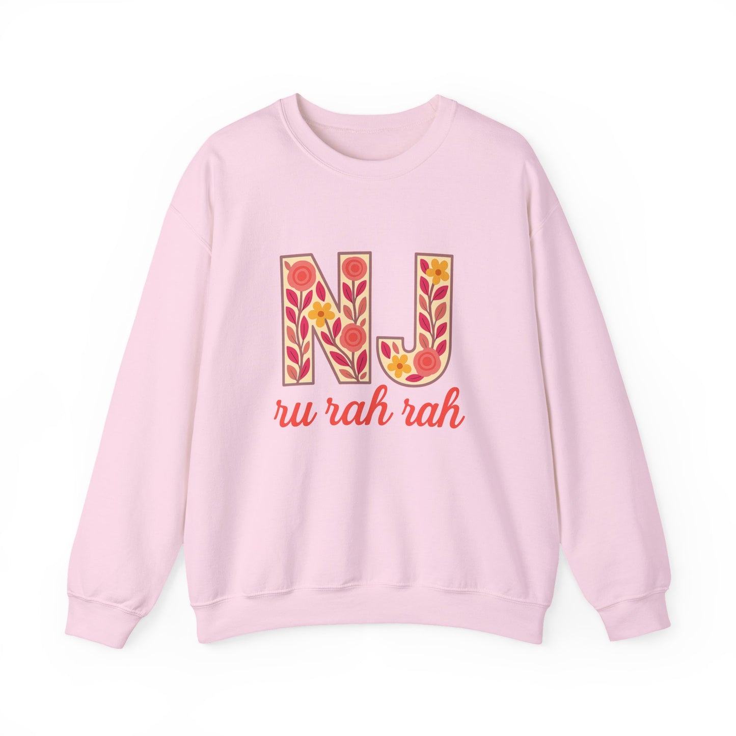 NJ Floral Pattern Crewneck Sweatshirt, Cozy Jersey, Casual Layer, Unique Gift, Fall Fashion, Unisex Apparel