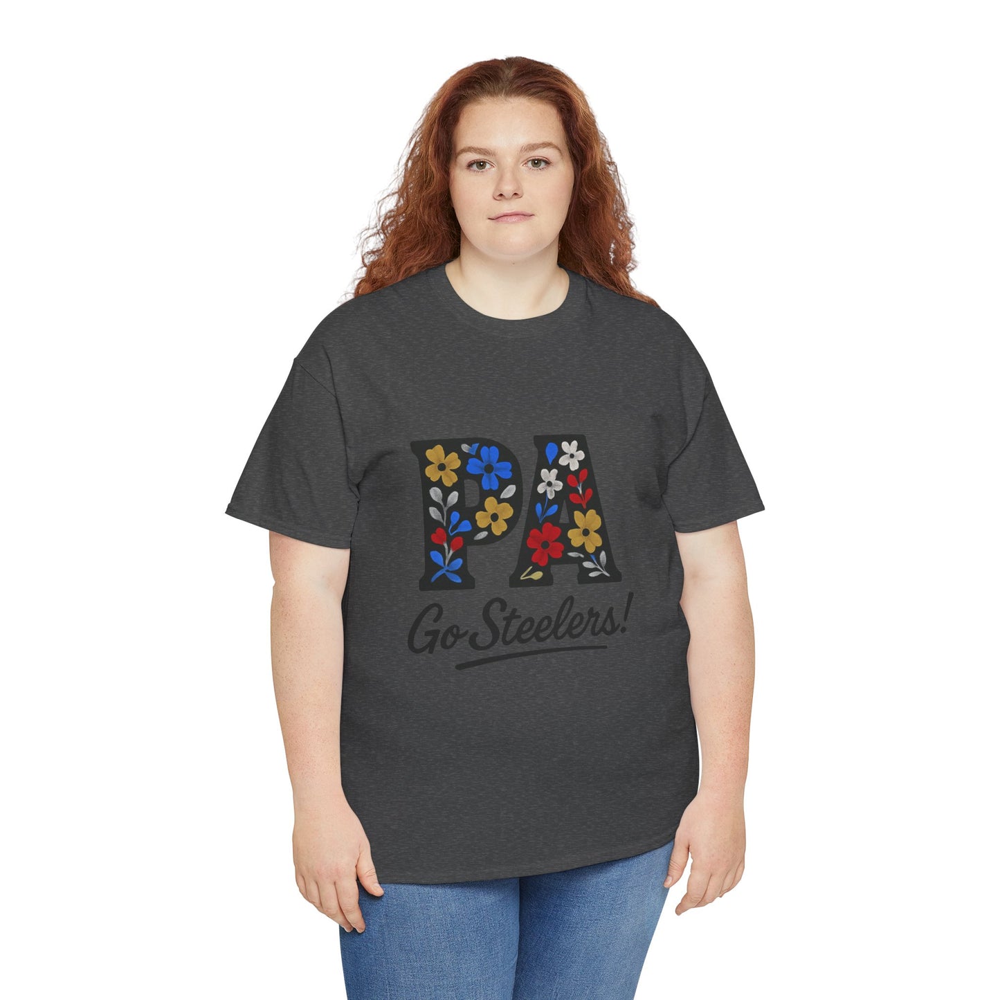 Sports Fan Tee - Floral PA Go Steelers Unisex Heavy Cotton Tee