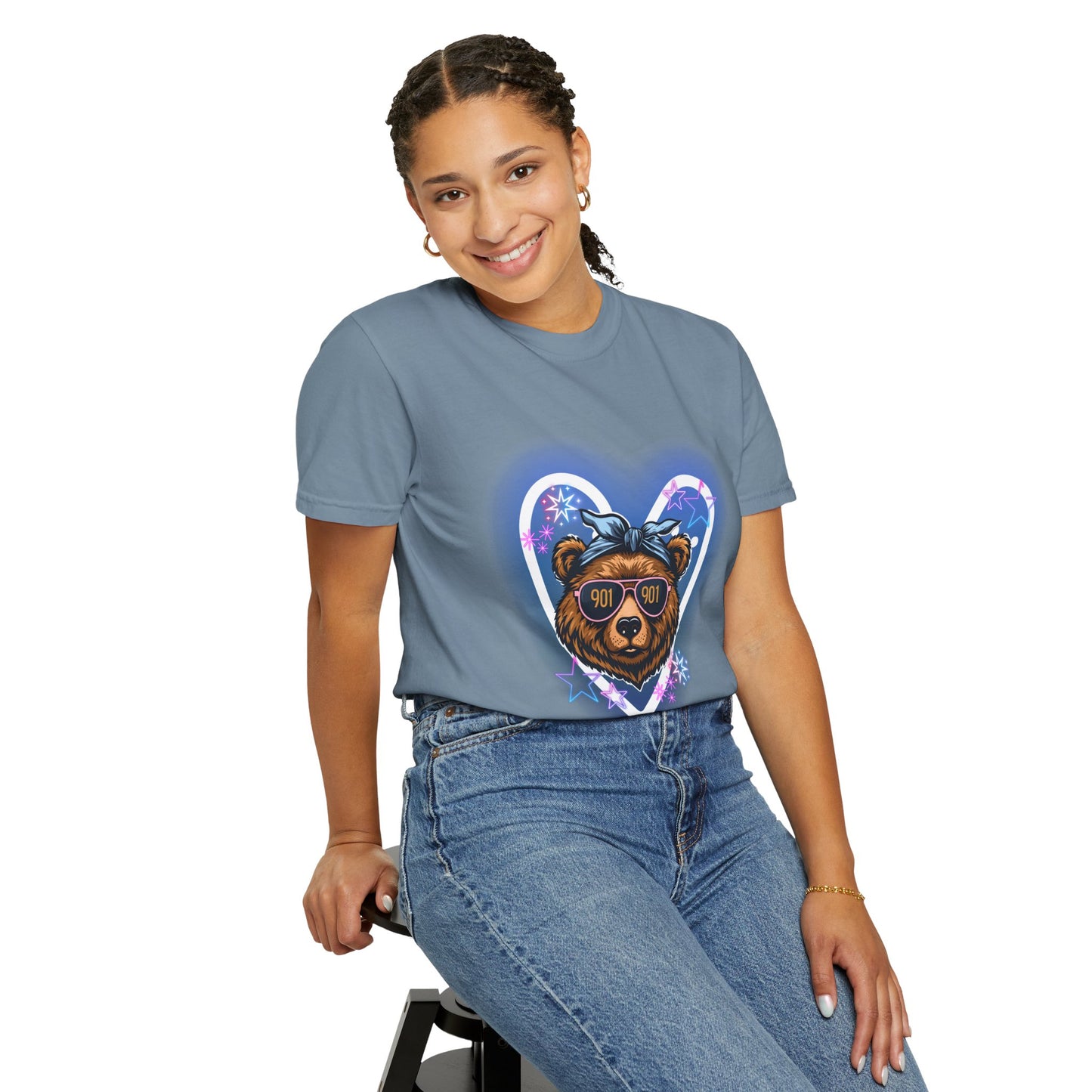 Neon Memphis Bear Graphic T-Shirt, Unisex Fashion Tee, Trendy Apparel, Memphis Grizz, 901 Memphis, Retro Design, Comfort Colors, Memphis Basketball Fan