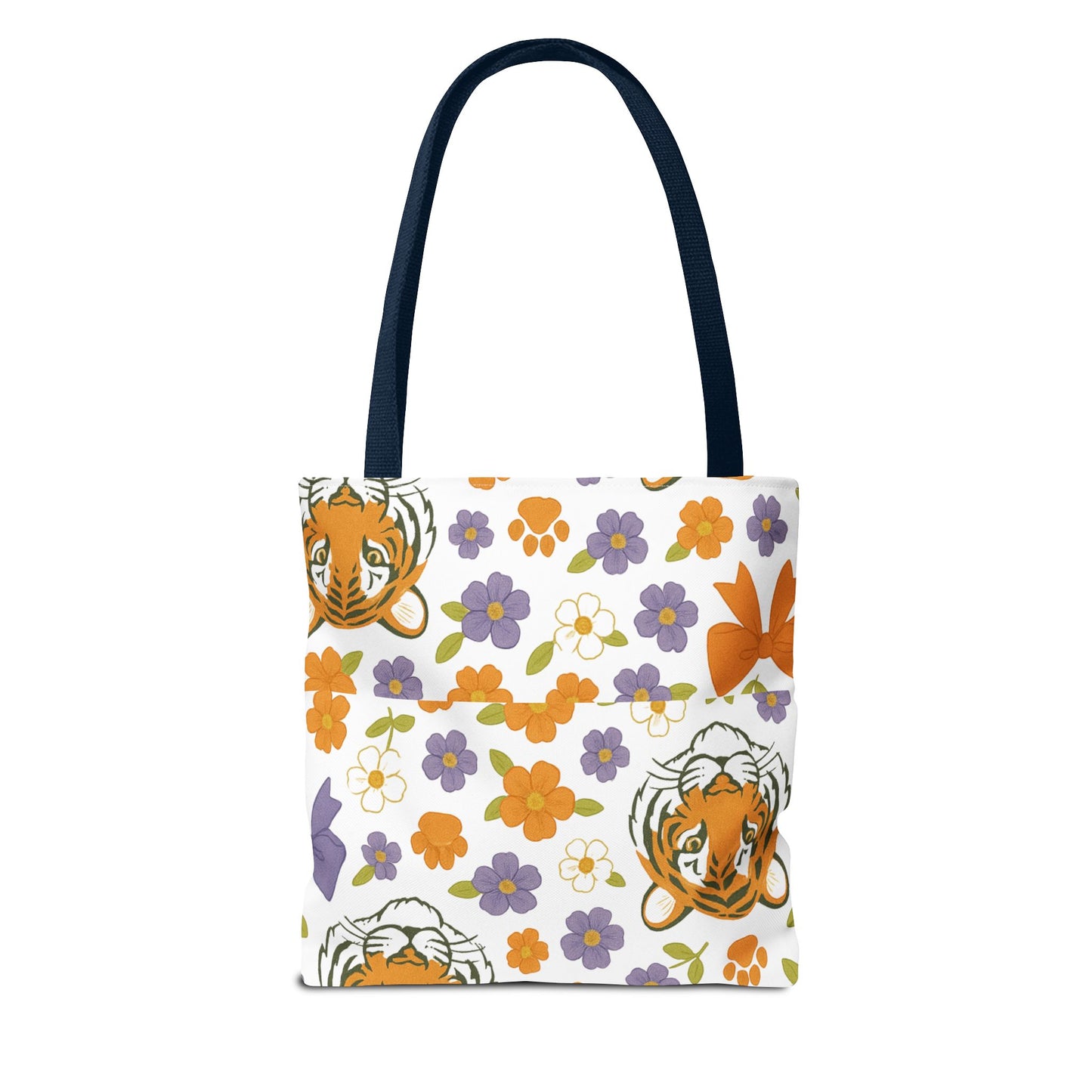 Whimsical Tiger Floral Tote Bag - Clemson Fan Gift, Graduation Gift, Alumni Gift, Cute Eco-Friendly Shopping Bag, Beach Bag, Gift for Animal Lovers, Spring & Summer Accessory