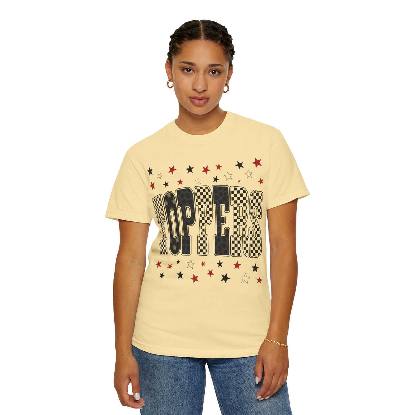 Topper Star and Checker Pattern Graphic Tee