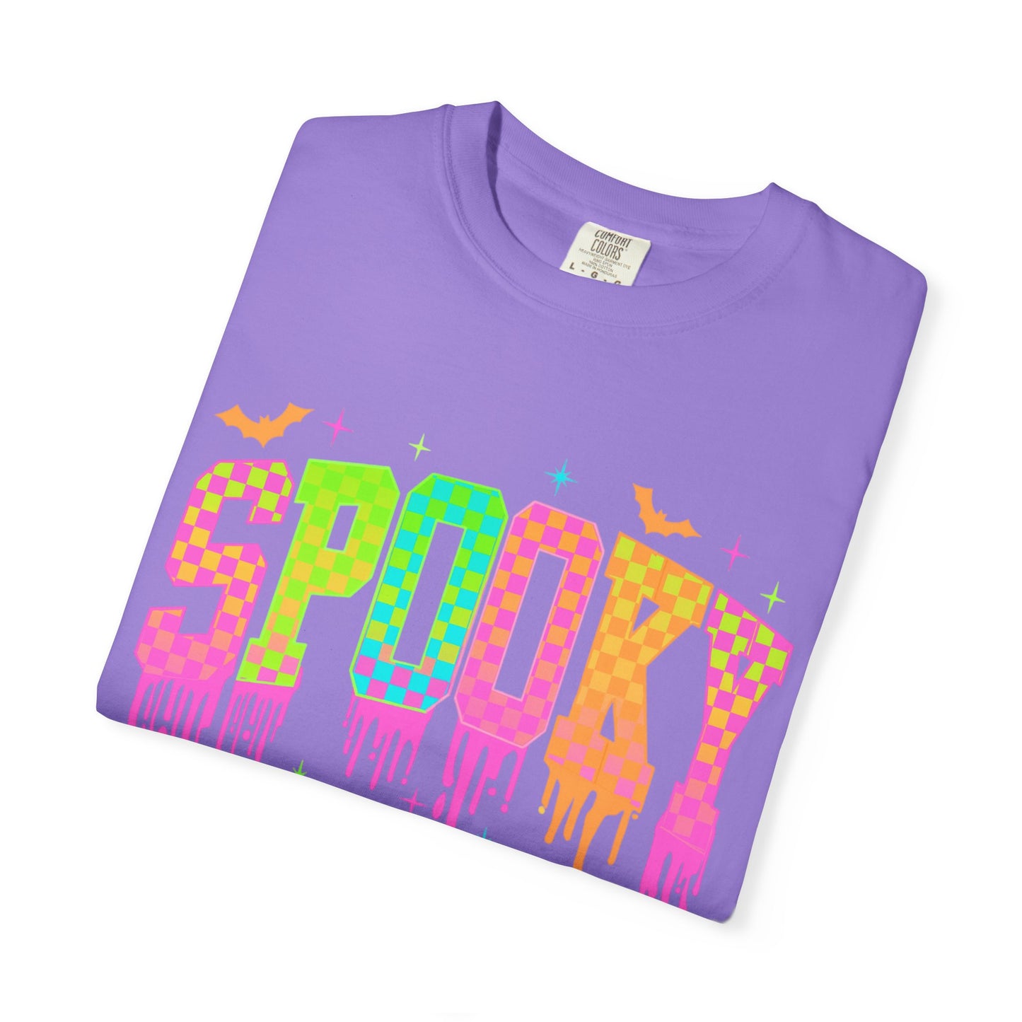 Colorful Neon Checkered Spooky T-Shirt