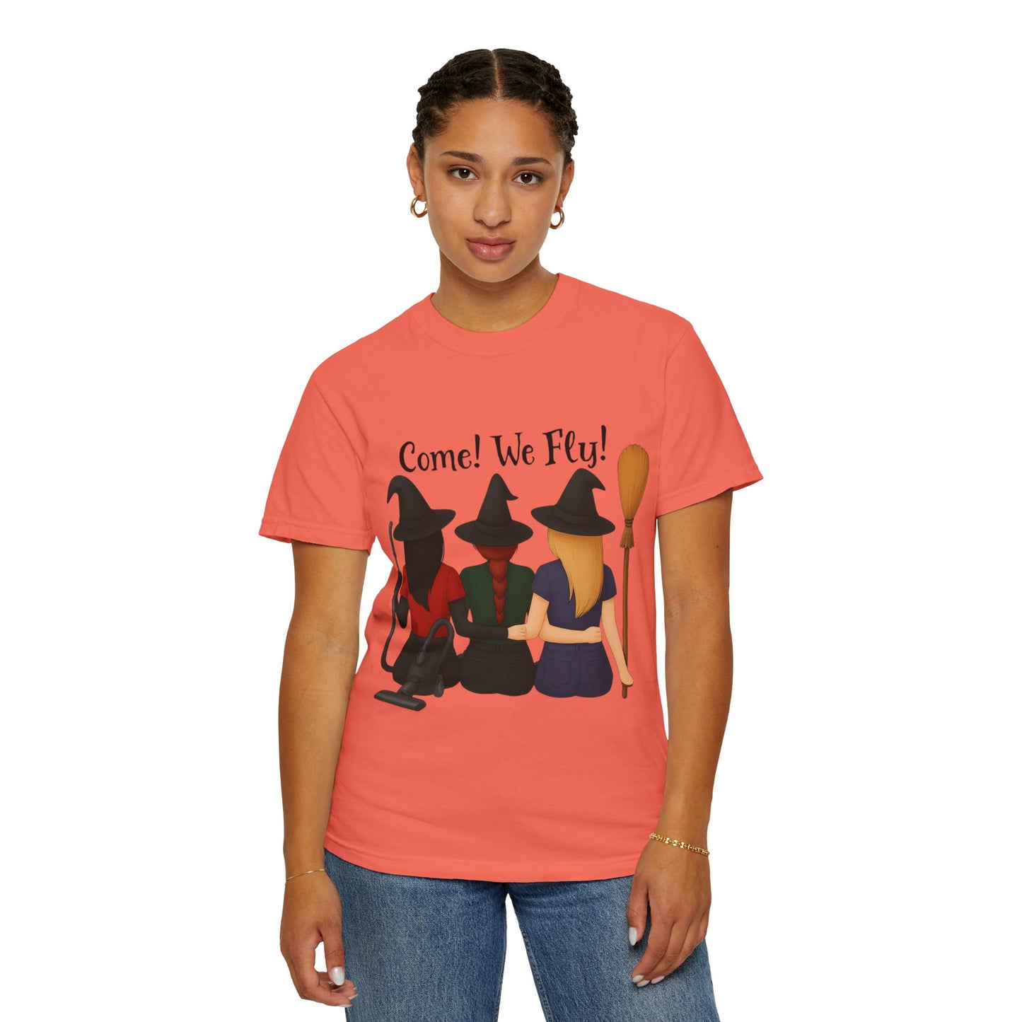 Witchy Halloween T-shirt - Come We Fly Unisex Garment-Dyed Tee
