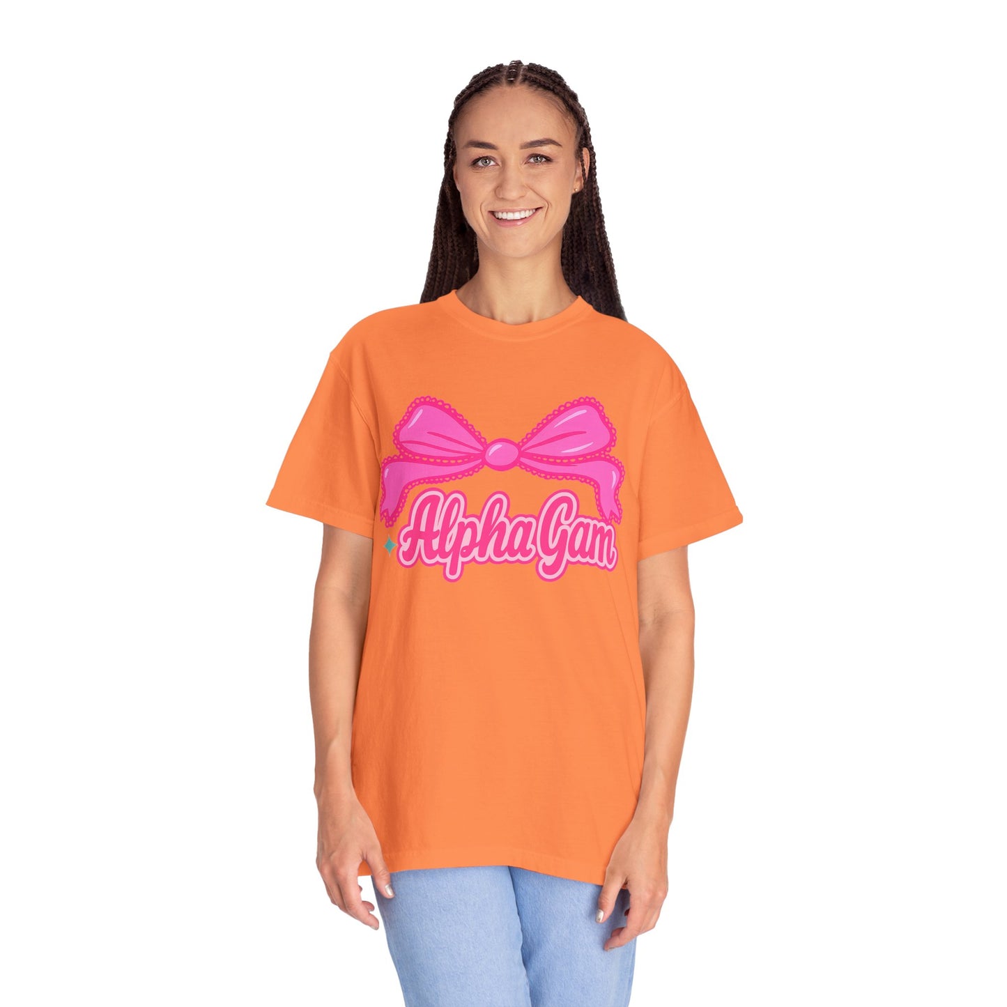 AlphaGam Bow T-Shirt | Unisex Garment-Dyed Tee for Sorority Sisters, College Apparel, Gifts for Greek Life, Casual Outfit, Sorority [...]