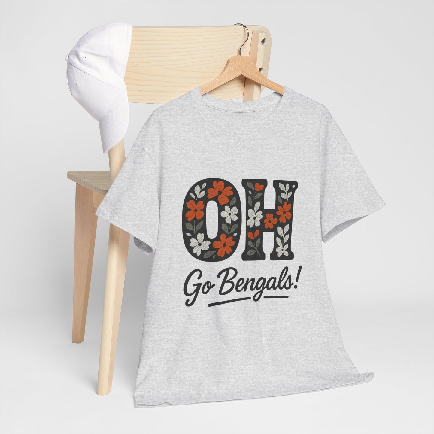 Bengals Floral Tee - Unisex Heavy Cotton