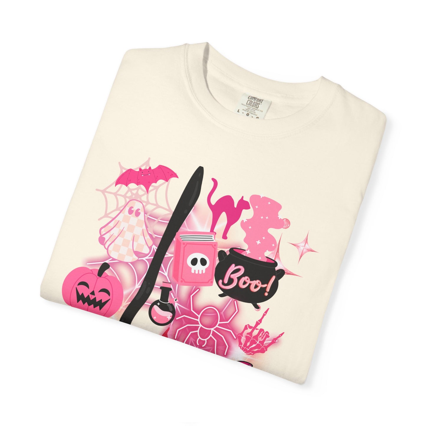 Pink Halloween-Themed Unisex T-shirt, Spooky Shirt, Ghostly Apparel, Boo T-shirt, Fall Fashion, Halloween Costume Top