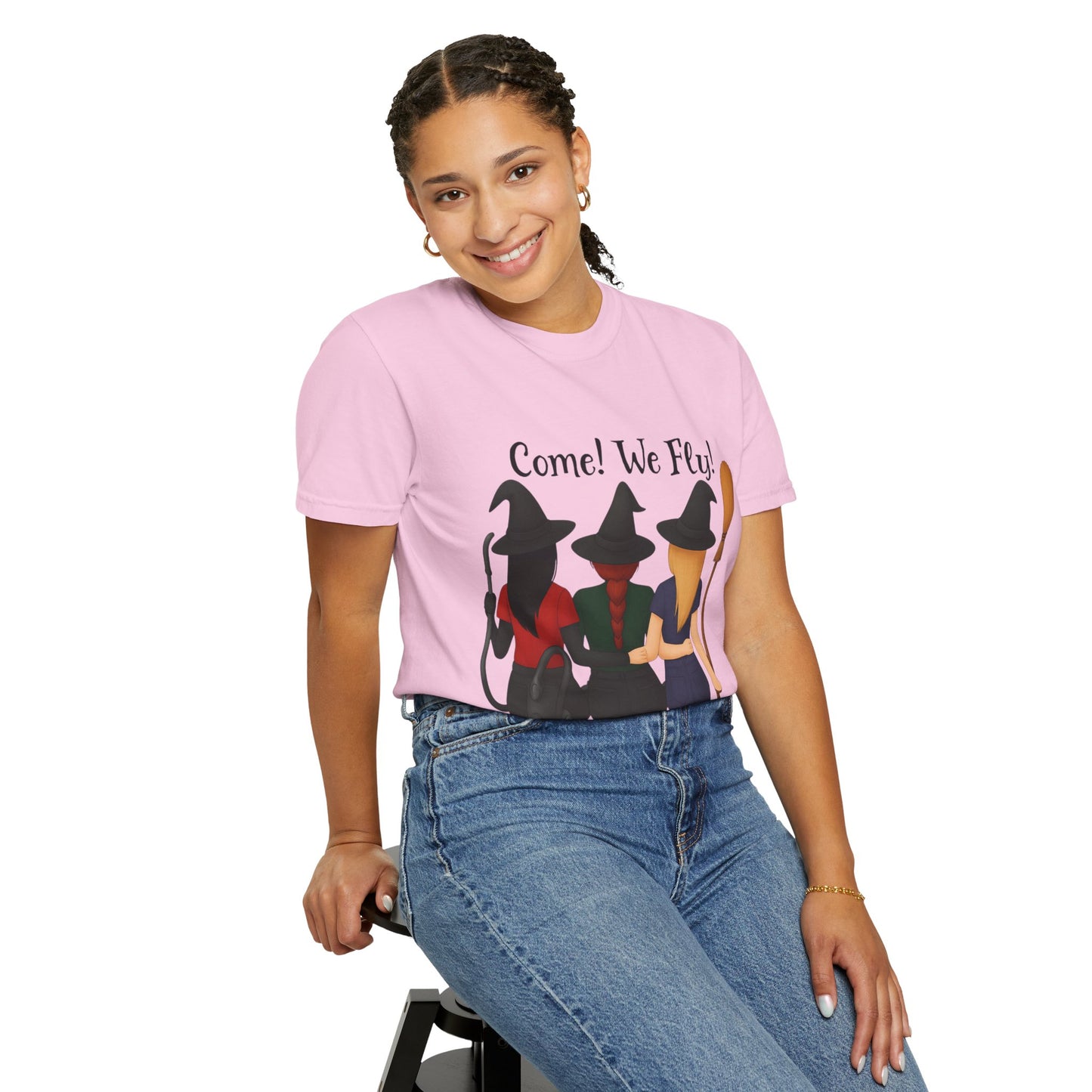 Witchy Halloween T-shirt - Come We Fly Unisex Garment-Dyed Tee
