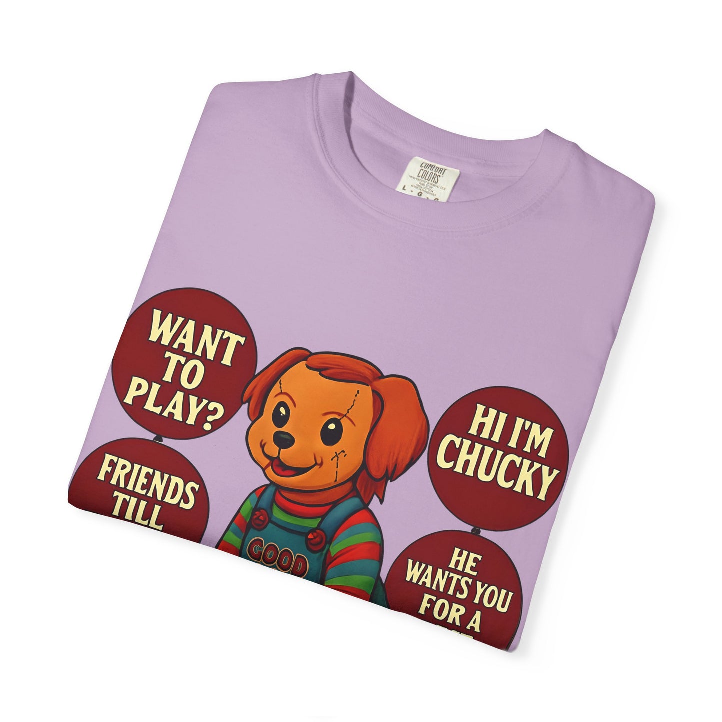 Spooky Graphic T-shirt, Halloween Costume Top, Unisex Tee, Funny Chucky Shirt, Gift for Horror Fans, Cute Spooky Apparel
