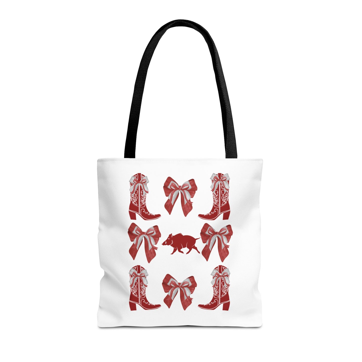 Arkansas Coquette Bow Chic Tote Bag - Stylish Carryall for Cowgirls, Woo Pig Gifts, AR Razorback Fan Gift, Arkansas Game Day Tote, Graduation Gift, Arkansas Alumni