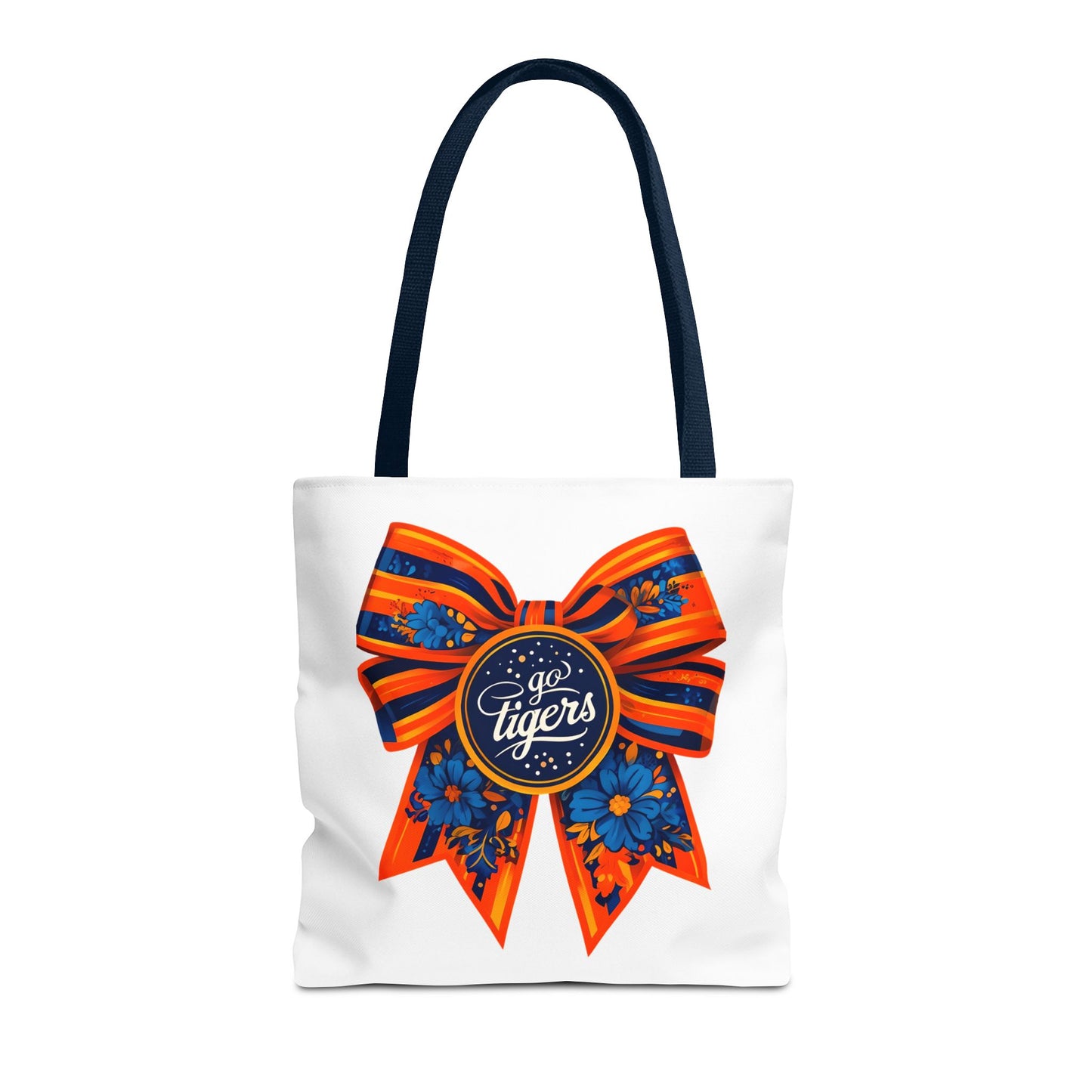 Cheerful Floral Tote Bag - Go Tigers, Sports Fan Gift, Custom Tote, Floral Design, Game Day Bag, Personalized Shopping Bag