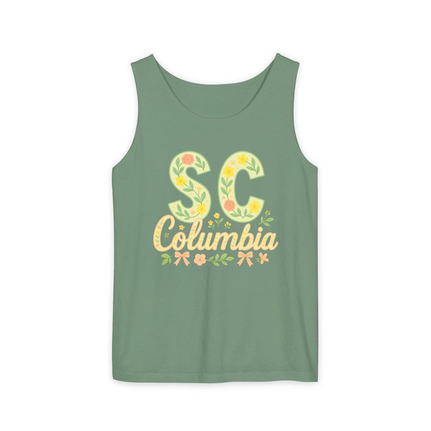 SC Columbia Floral Tank Top, Summer Tee, Beachwear, Vacation Clothes, Gift for Her, Casual Outfit, Comfort Colors, Graduation Gift