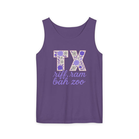 Texas Riff Ram BAH Zoo Tank Top, Summer Outfit, Gift for Music Lovers, College Spirit Apparel, Casual Wear, Fort Worth TX, Frogs Fan, Comfort Colors