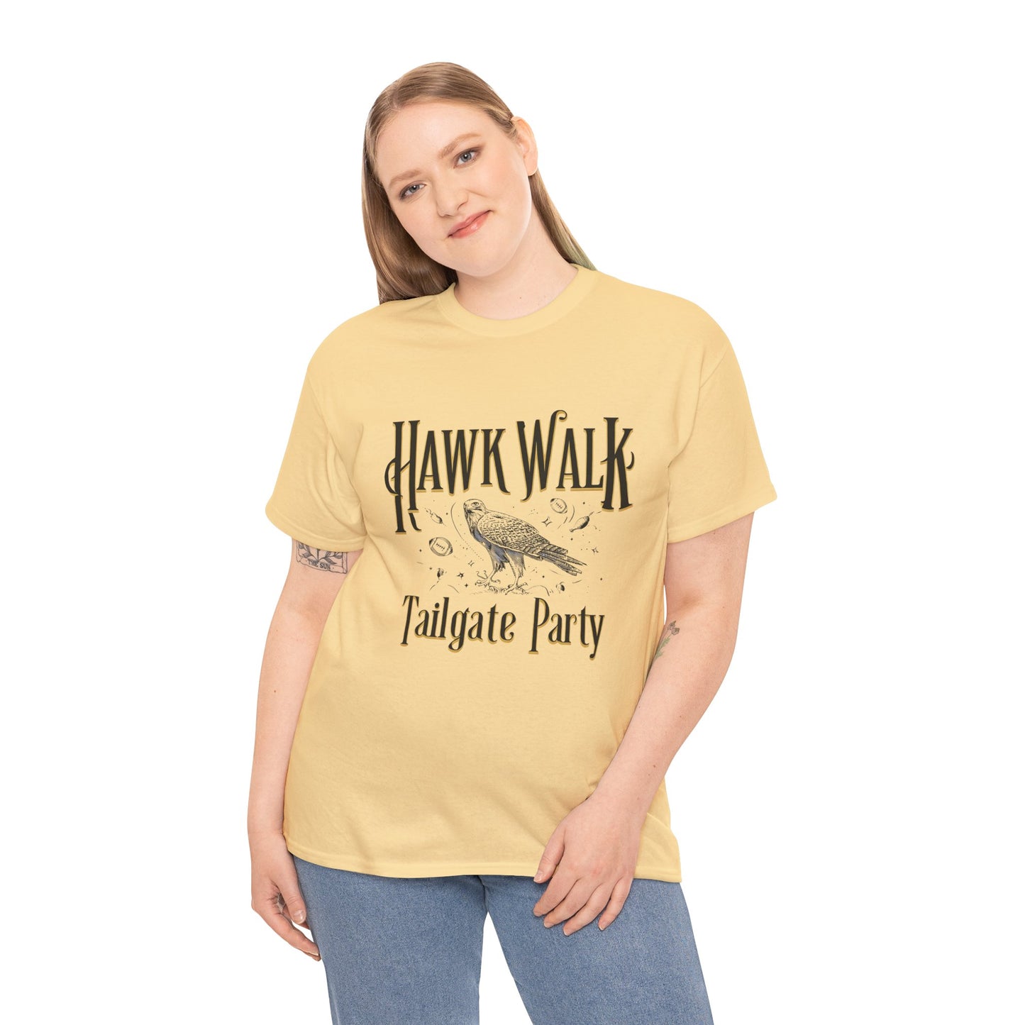 Hawk Walk Tailgate Tee, Unisex Cotton Shirt, Outdoor Event T-Shirt, Festival Wear, Bird Lover Gift, Sports Gathering Apparel