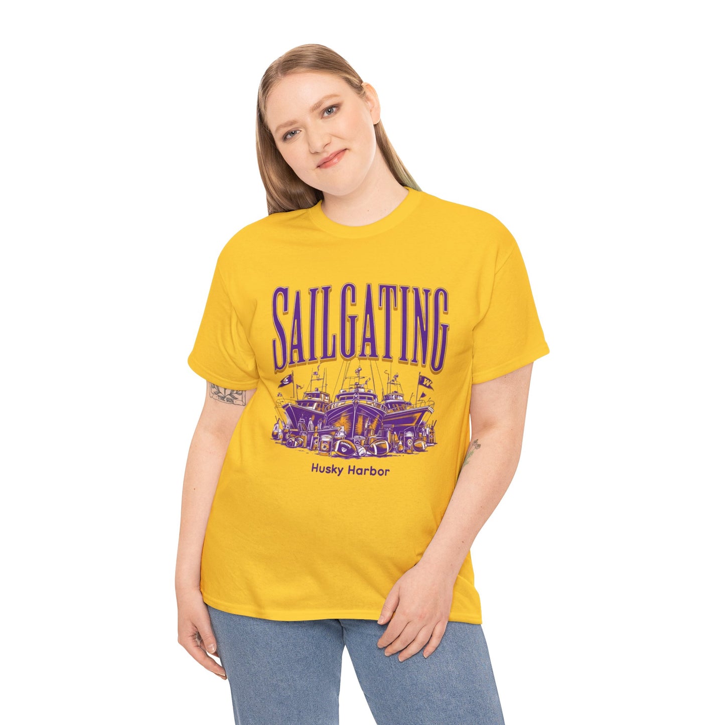 Sailgating Tee - Washington Huskies Unisex Heavy Cotton Shirt