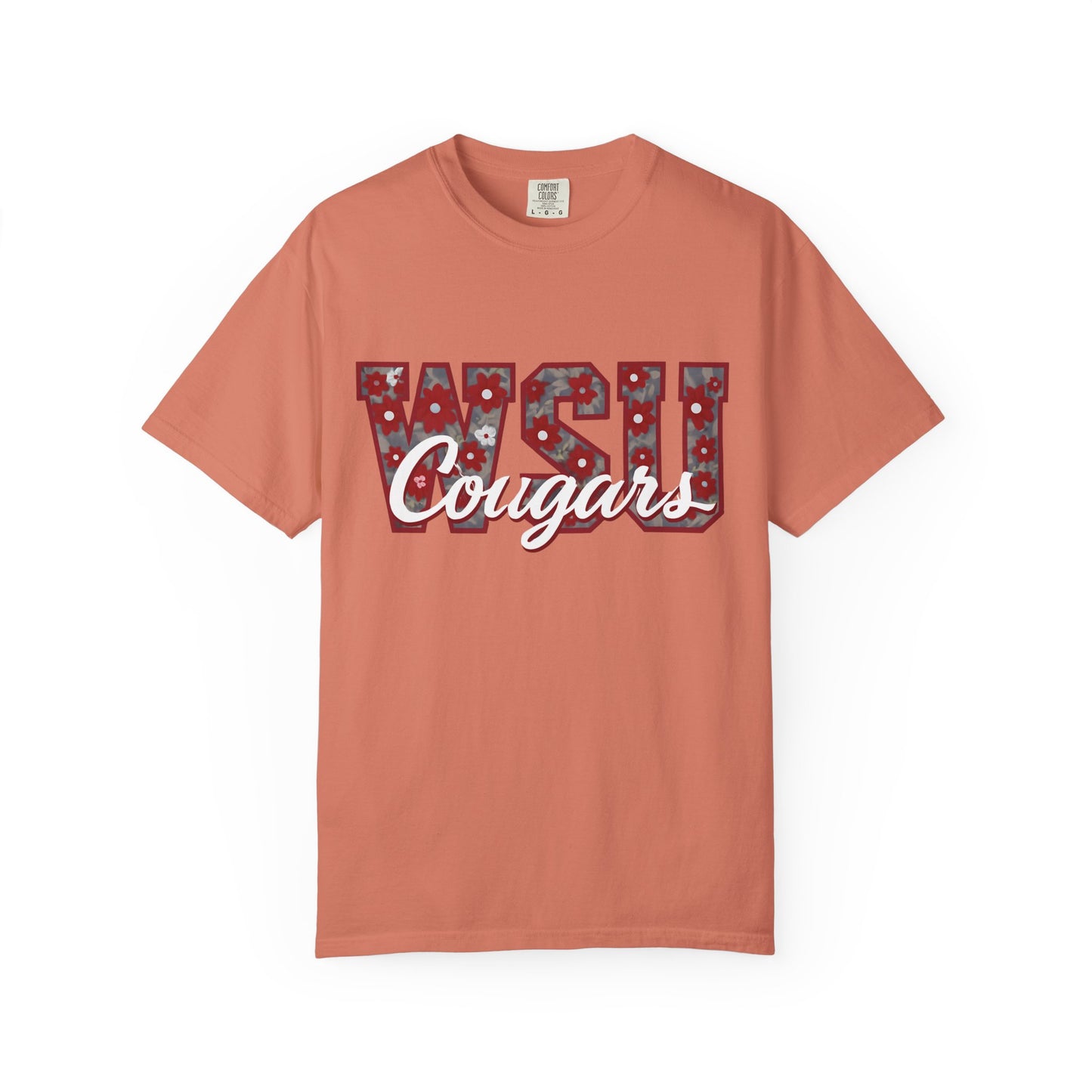 Garment-Dyed T-Shirt with WSU Cougars Design, Casual Wear, College Apparel, Sports Fan Gear, Comfortable Lifestyle Top, WSU Cougars