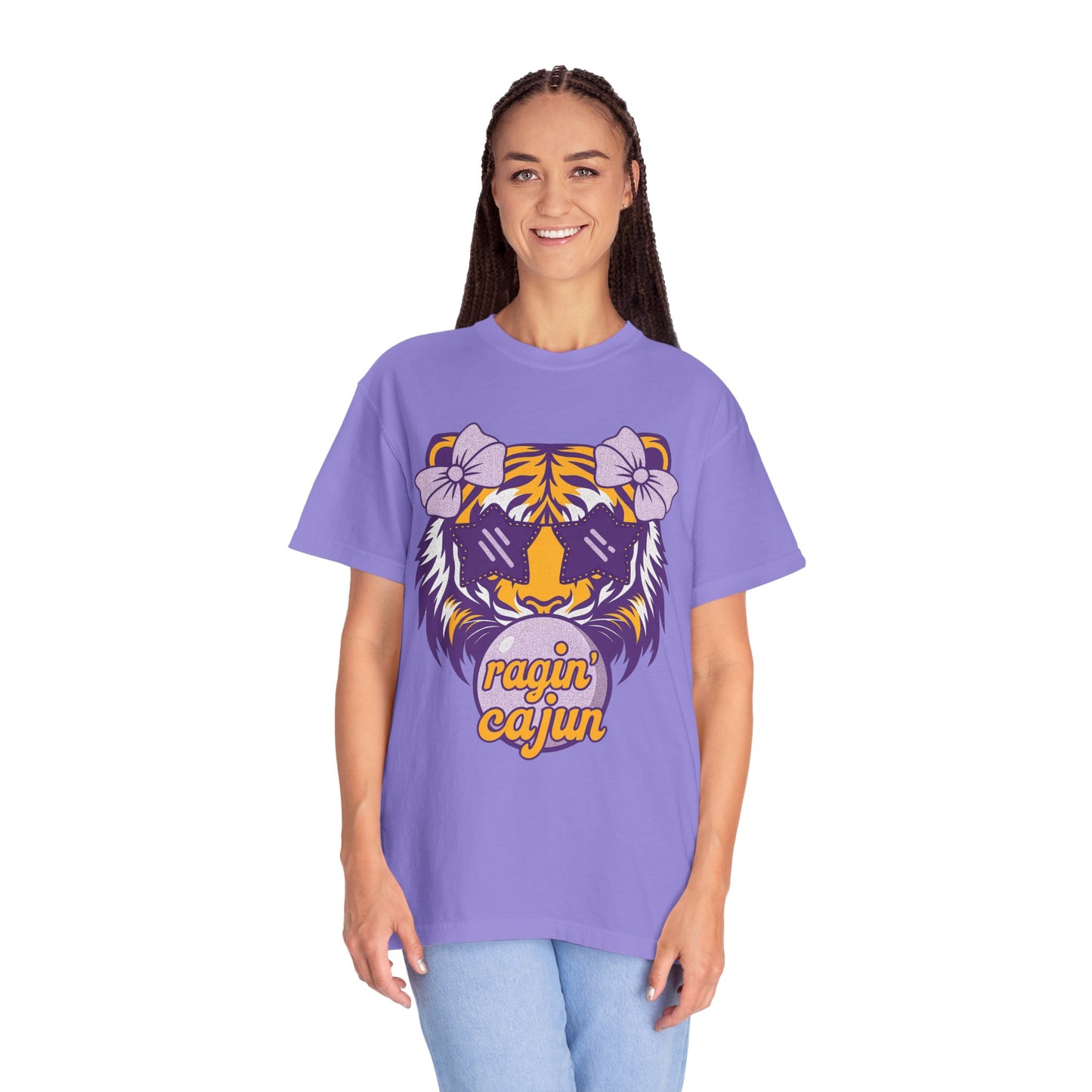 Ragin Cajun Bow Bubble Tiger T-Shirt - Casual Wear and Gift for Animal Lovers