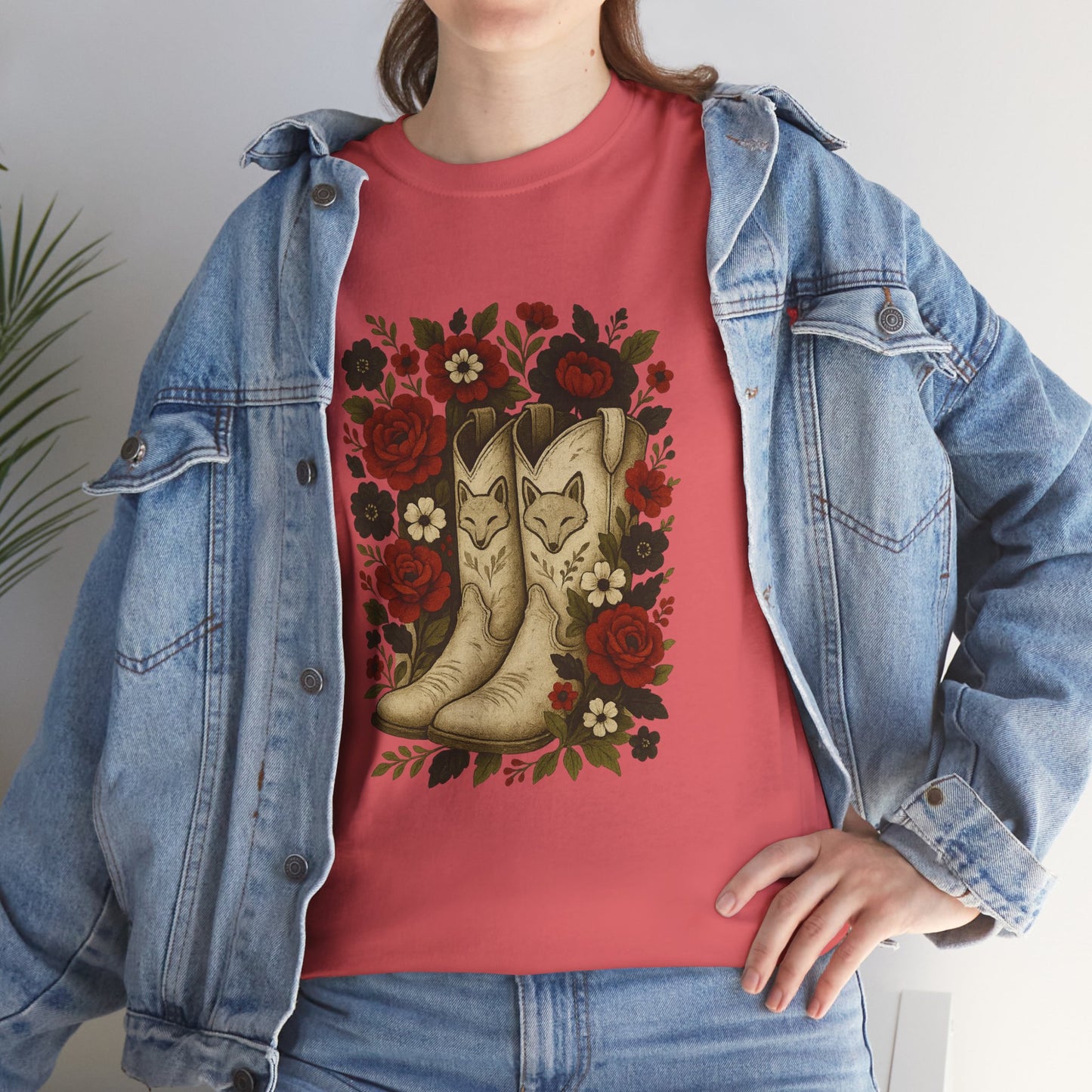 AR State Red Wolves Vintage Floral Cowboy Boots Tee