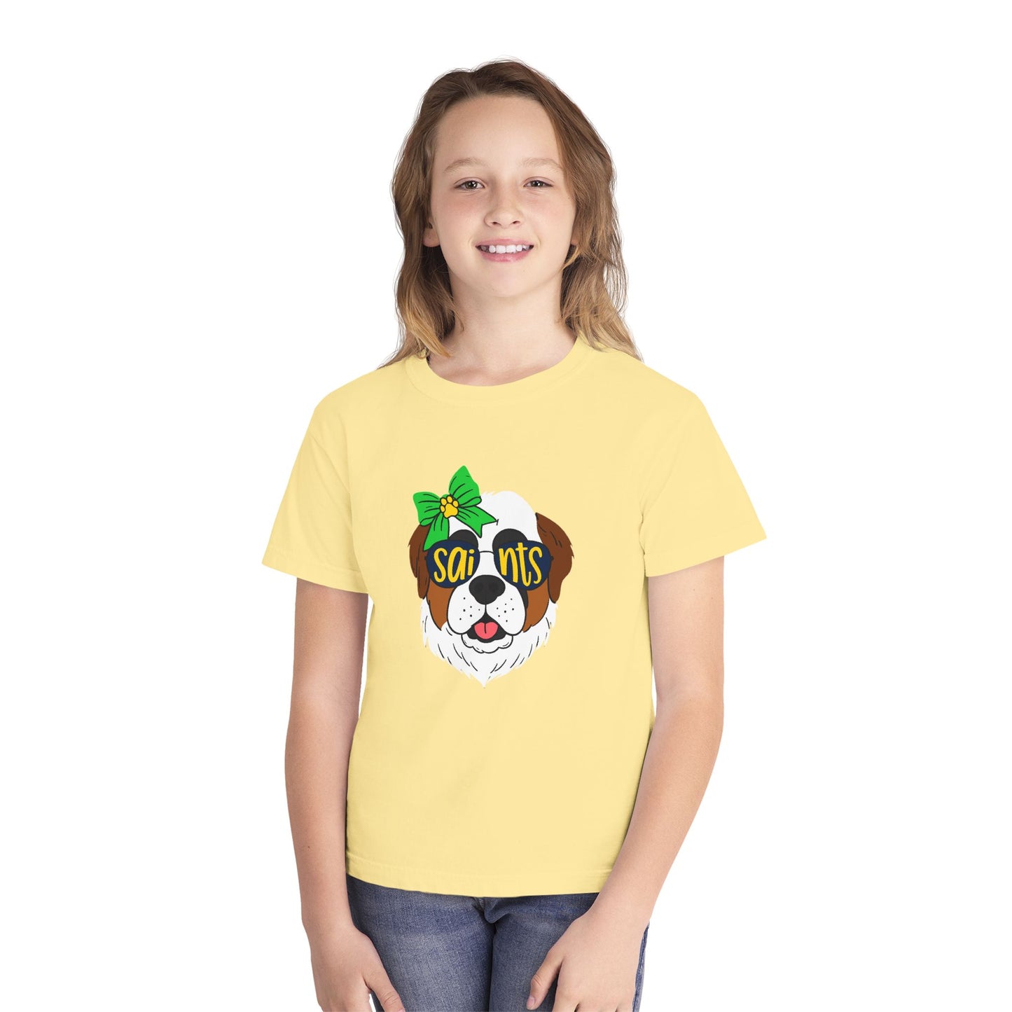 Saints Dog Youth Tee, Cute Puppy T-Shirt, Pet Lover Gift, Casual Wear, Birthday, Family Reunion, Dog Show