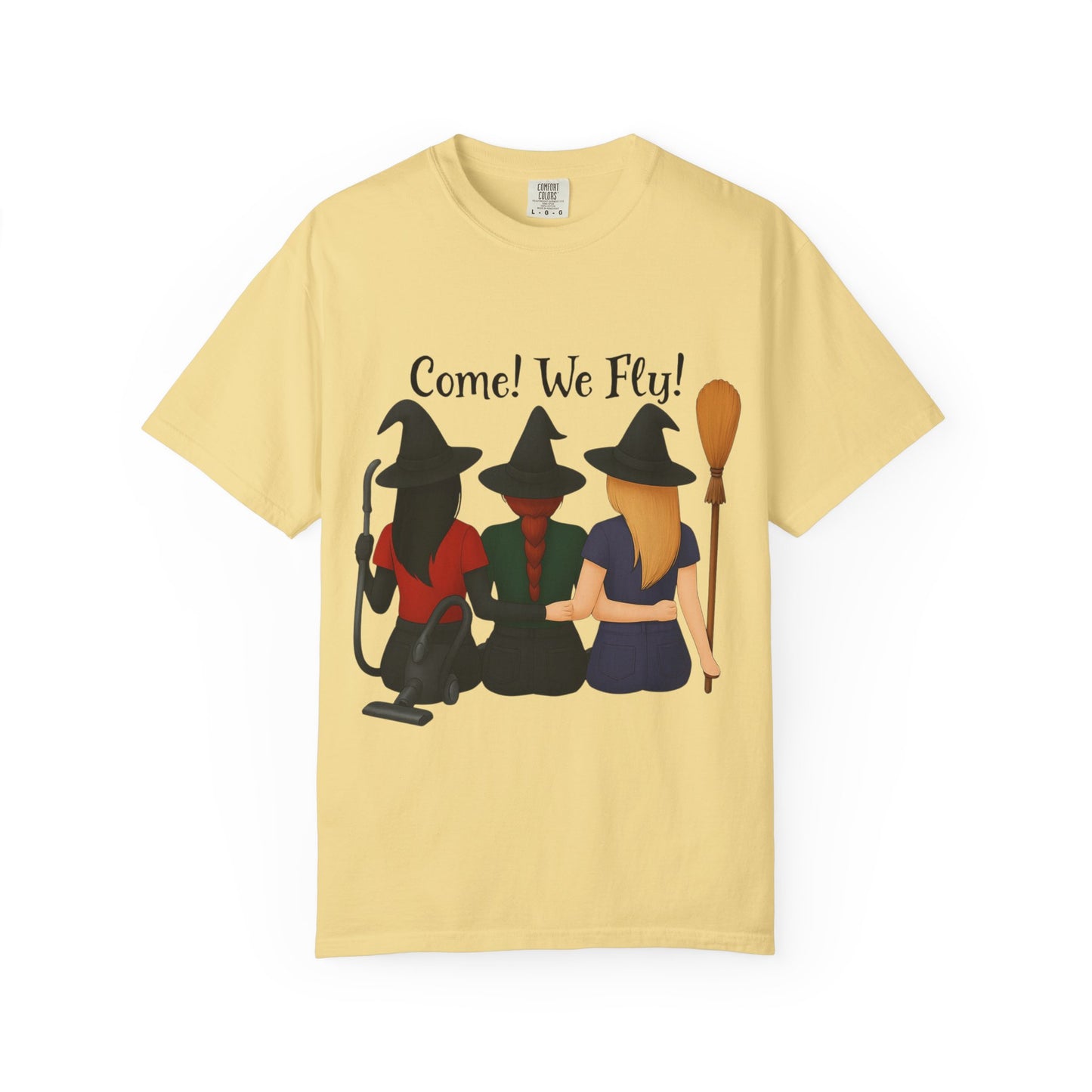 Witchy Halloween T-shirt - Come We Fly Unisex Garment-Dyed Tee