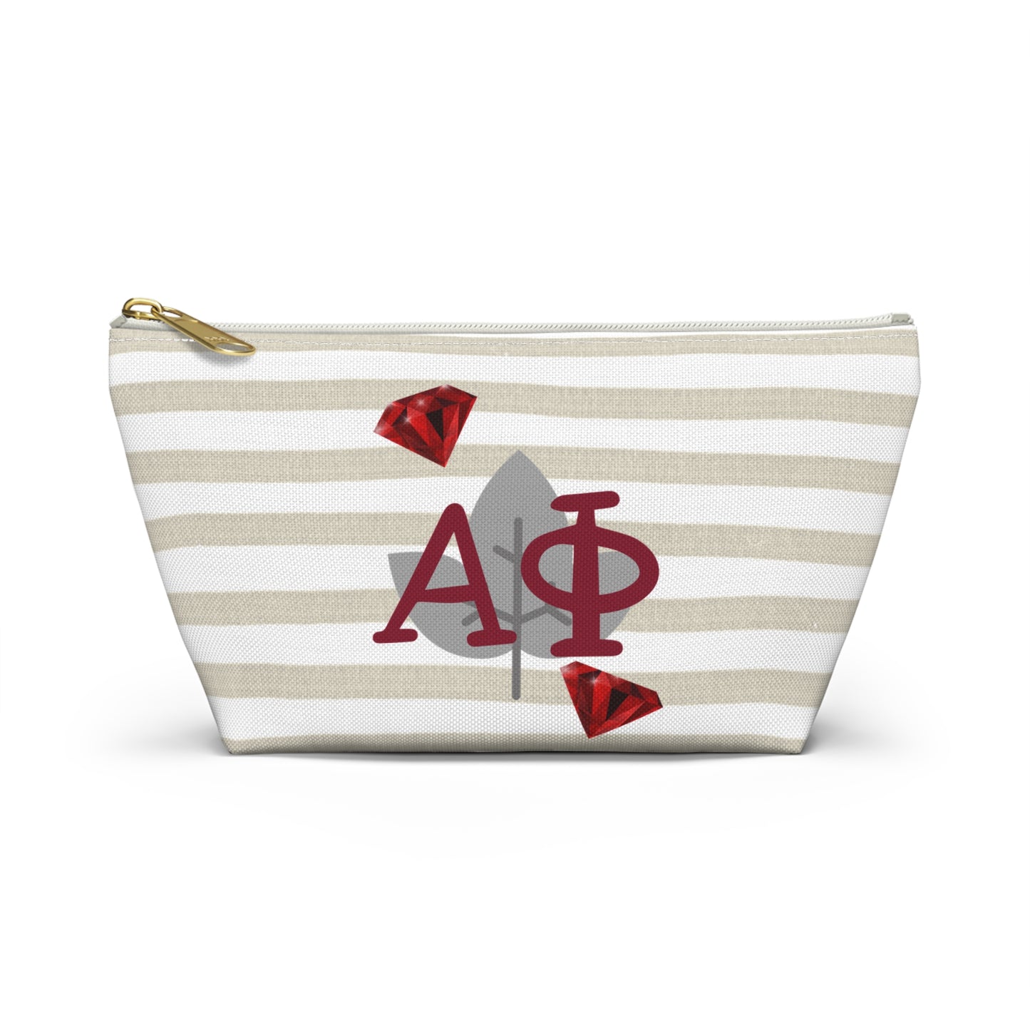 Alpha Phi Chic T-Bottom Accessory Pouch for Sorority Sisters | Makeup Bag, Travel Organizer, Gift for Graduates, Fun Storage