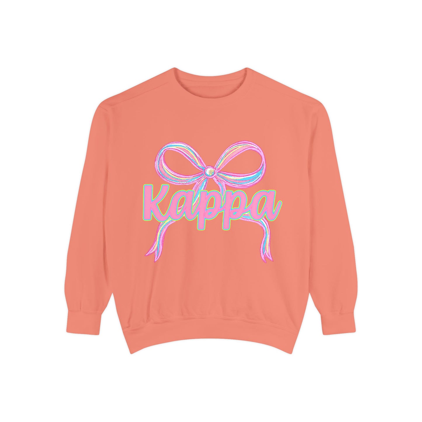 Kappa Bow Sweatshirt, Unisex Garment-Dyed Sweatshirt, Cozy Fashion, Fall Wardrobe, College Spirit, Gift Idea, Trendy Apparel
