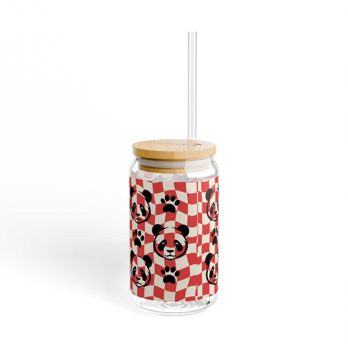 AOPI Cute Panda Sipper Glass, 16oz | Fun Beverage Container, Gift for Animal Lovers, Eco-Friendly Drinkware, Summer Party Essentials