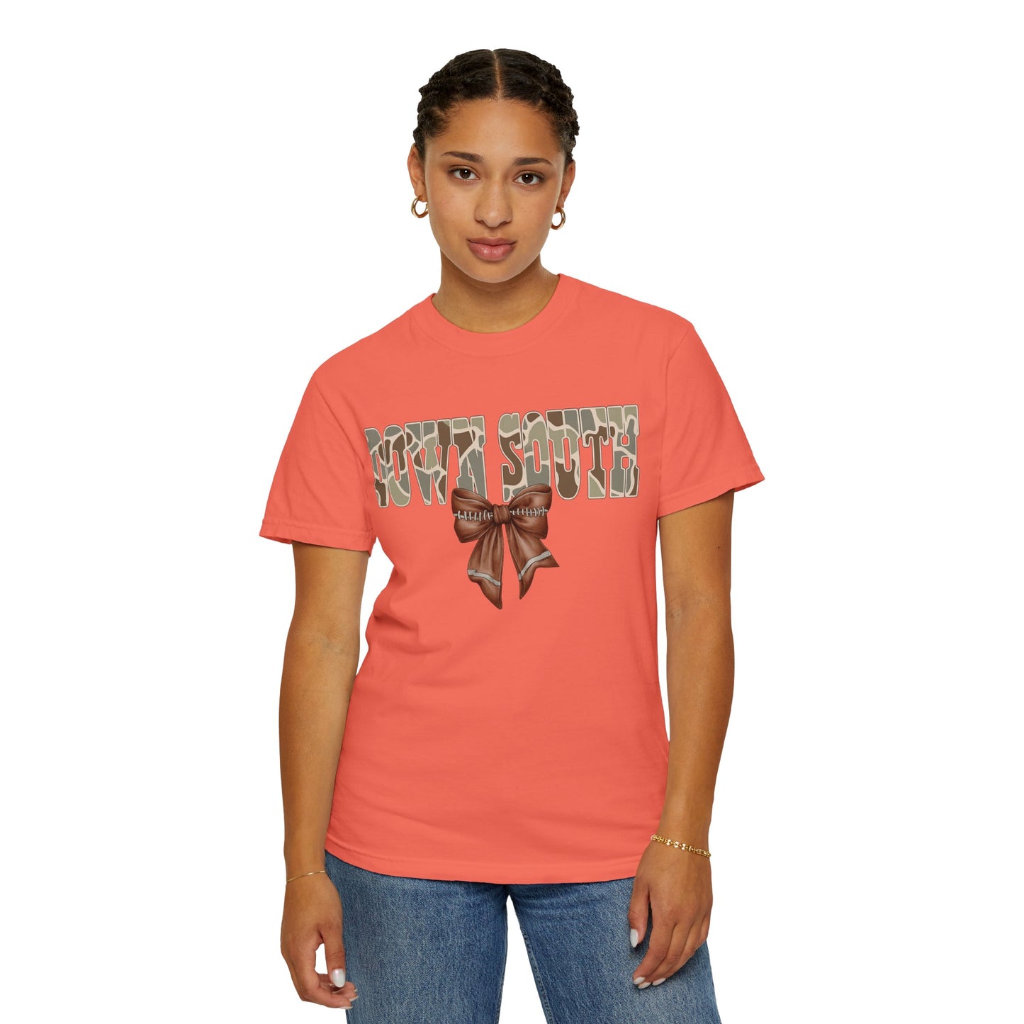 Camo Bow Graphic Tee - Trendy Apparel for Casual Outings and Birthdays