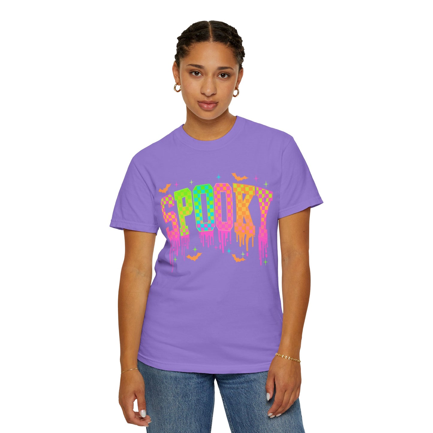 Colorful Neon Checkered Spooky T-Shirt