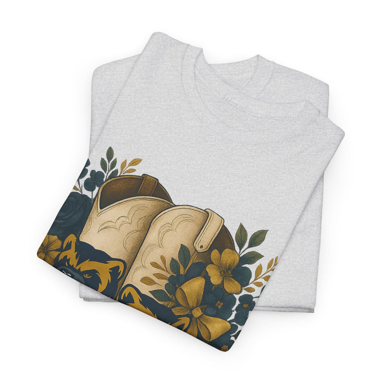 Graphic Tee - Michigan Wolverines Maize and Blue Country Chic Floral Cowboy Boots Vintage Style Shirt