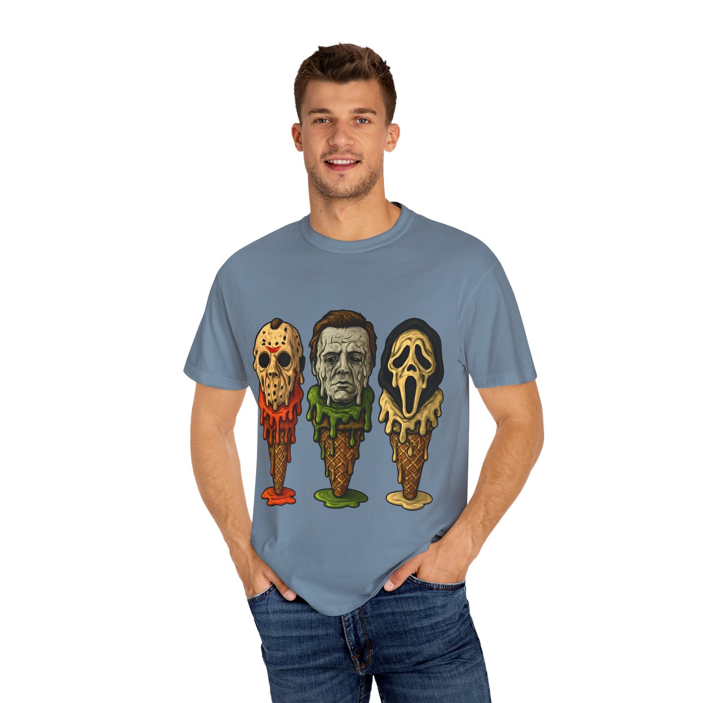 Halloween Horror Movie T-Shirt with Iconic Characters, Unisex Casual Tee for Gifting, Summer Fun, Halloween Costume, Movie Lovers
