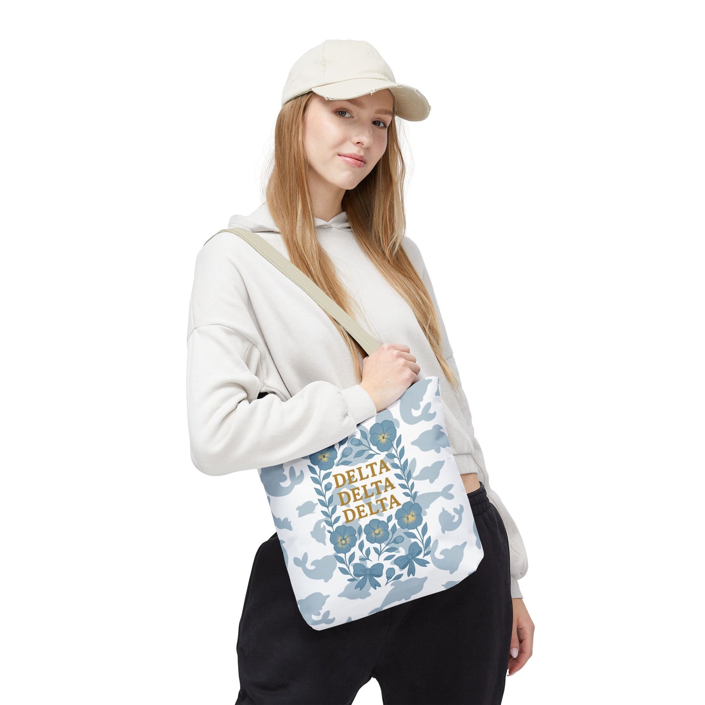 Delta Delta Delta Floral Tote Bag | Sorority Gift | Reusable Shopping Bag | Summer Accessory | Eco-Friendly Bag | Stylish Storage