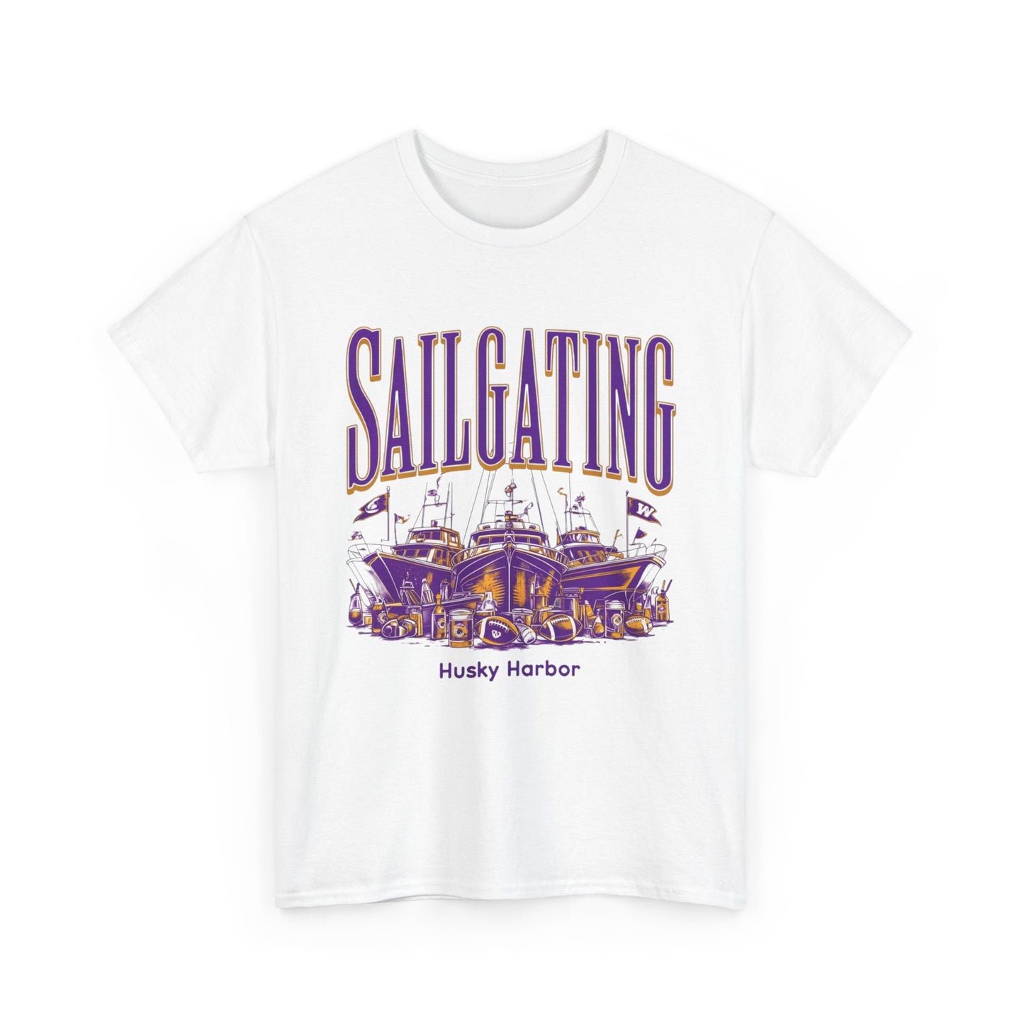 Sailgating Tee - Washington Huskies Unisex Heavy Cotton Shirt