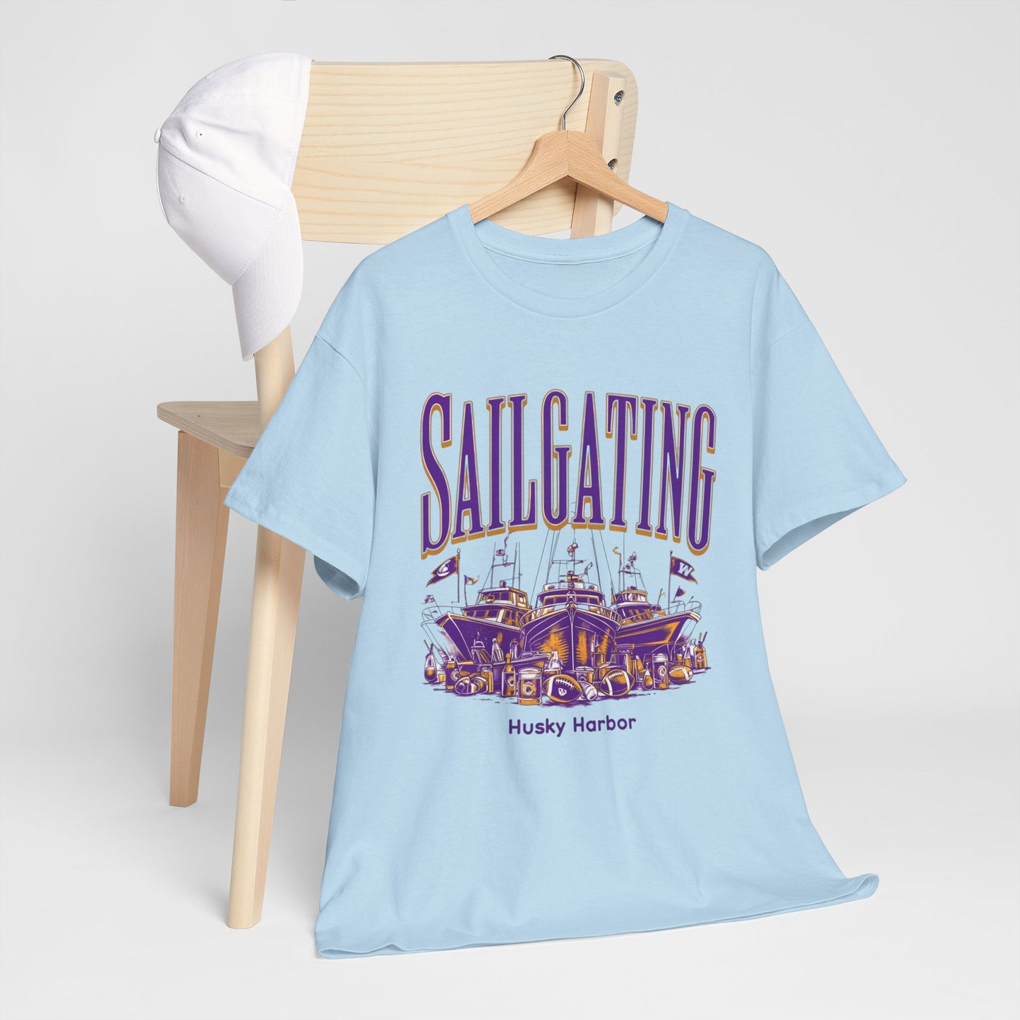 Sailgating Tee - Washington Huskies Unisex Heavy Cotton Shirt