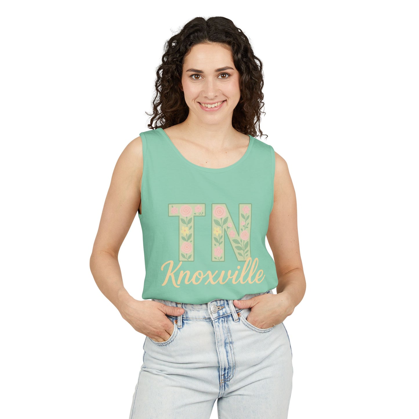 Tennessee Floral Tank Top, Unisex Sleeveless Shirt, Summer Tee, Casual Wear, Gift for Her, Comfort Colors, Graduation Gift, Rocky Top