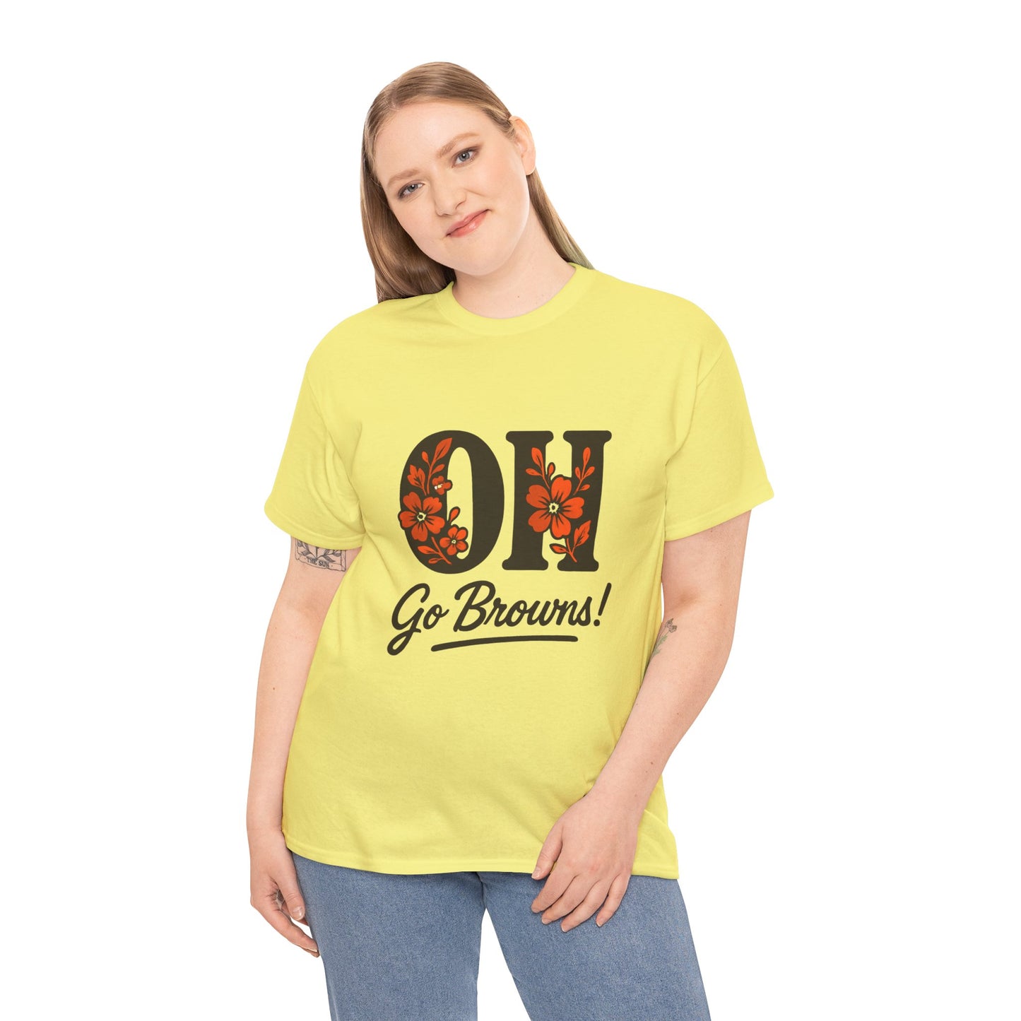 OH Go Browns Floral Unisex Tee, Fan Apparel, Game Day Shirt, Casual Wear, Gift for Sports Lovers