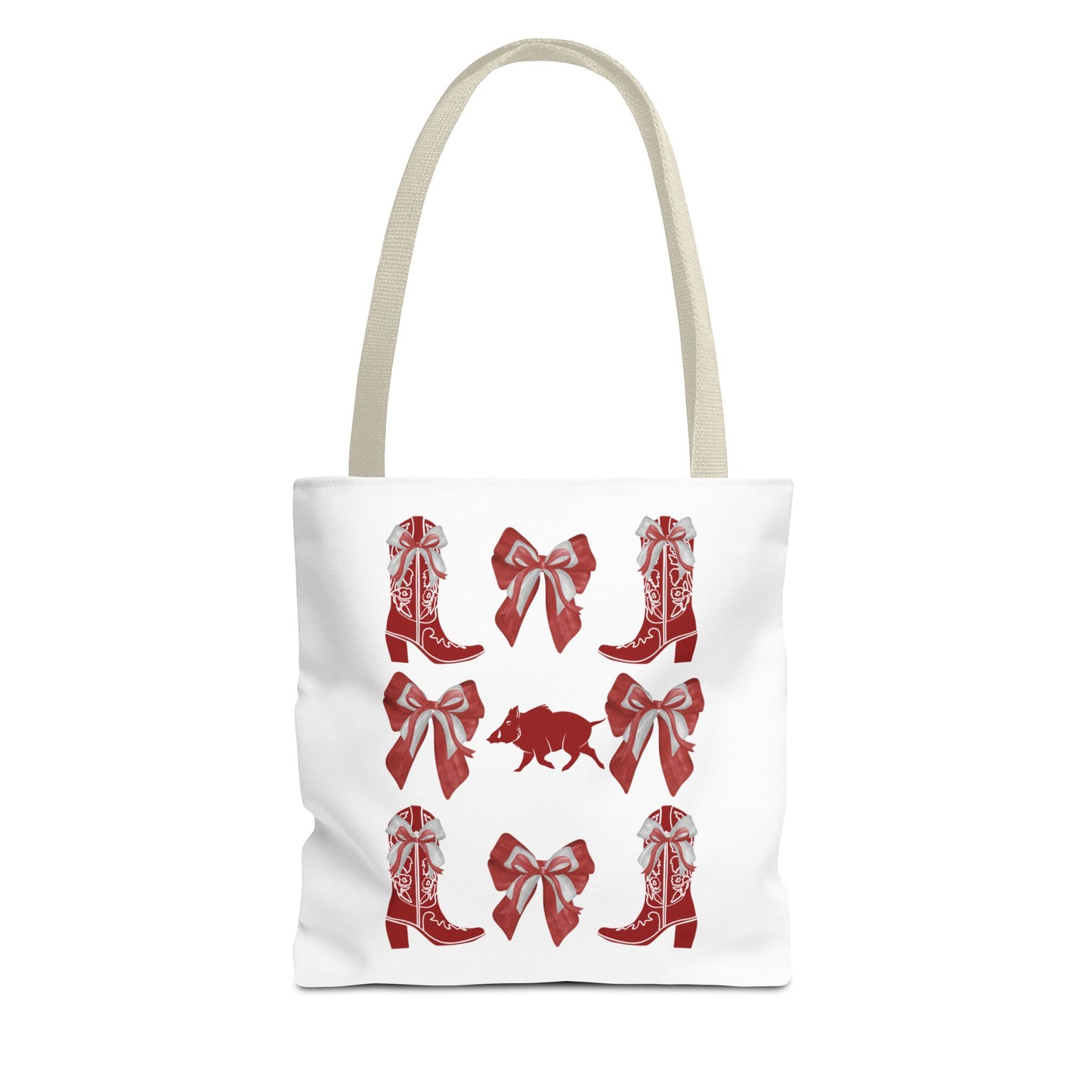 Arkansas Coquette Bow Chic Tote Bag - Stylish Carryall for Cowgirls, Woo Pig Gifts, AR Razorback Fan Gift, Arkansas Game Day Tote, Graduation Gift, Arkansas Alumni