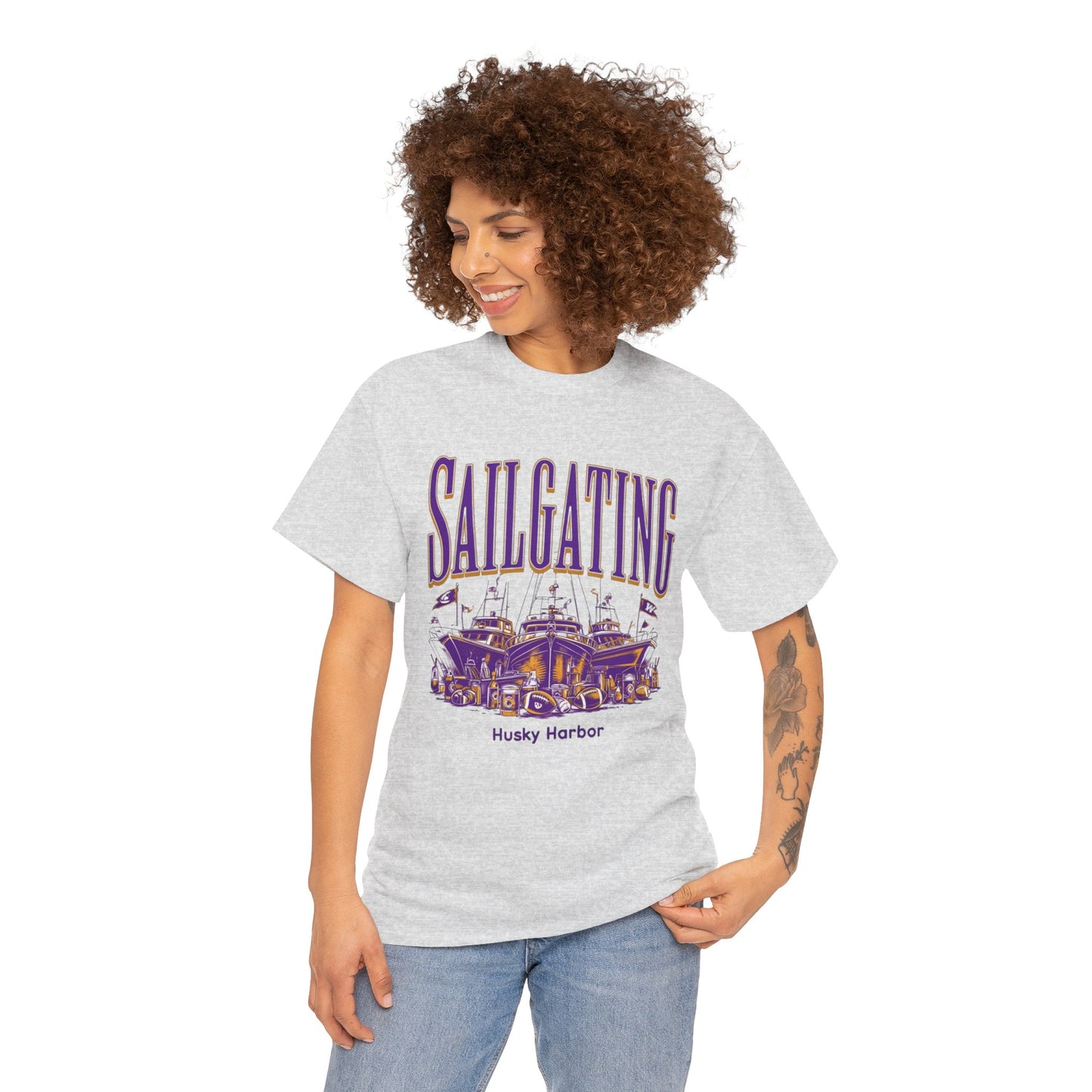 Sailgating Tee - Washington Huskies Unisex Heavy Cotton Shirt