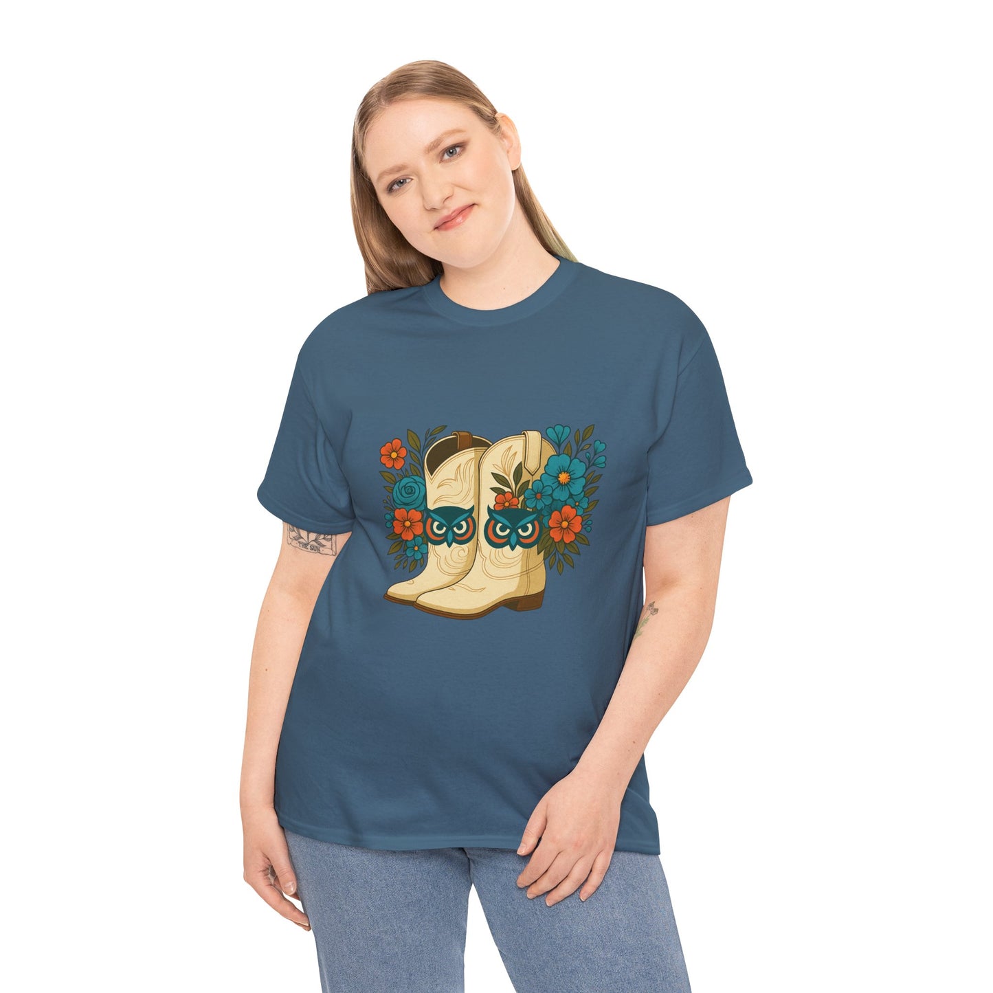 Floral Cowboy Boots Tee, Perfect for Country Music Lovers, Western Style Gift, Casual Outfit, Boho Fashion, Farmhouse Decor