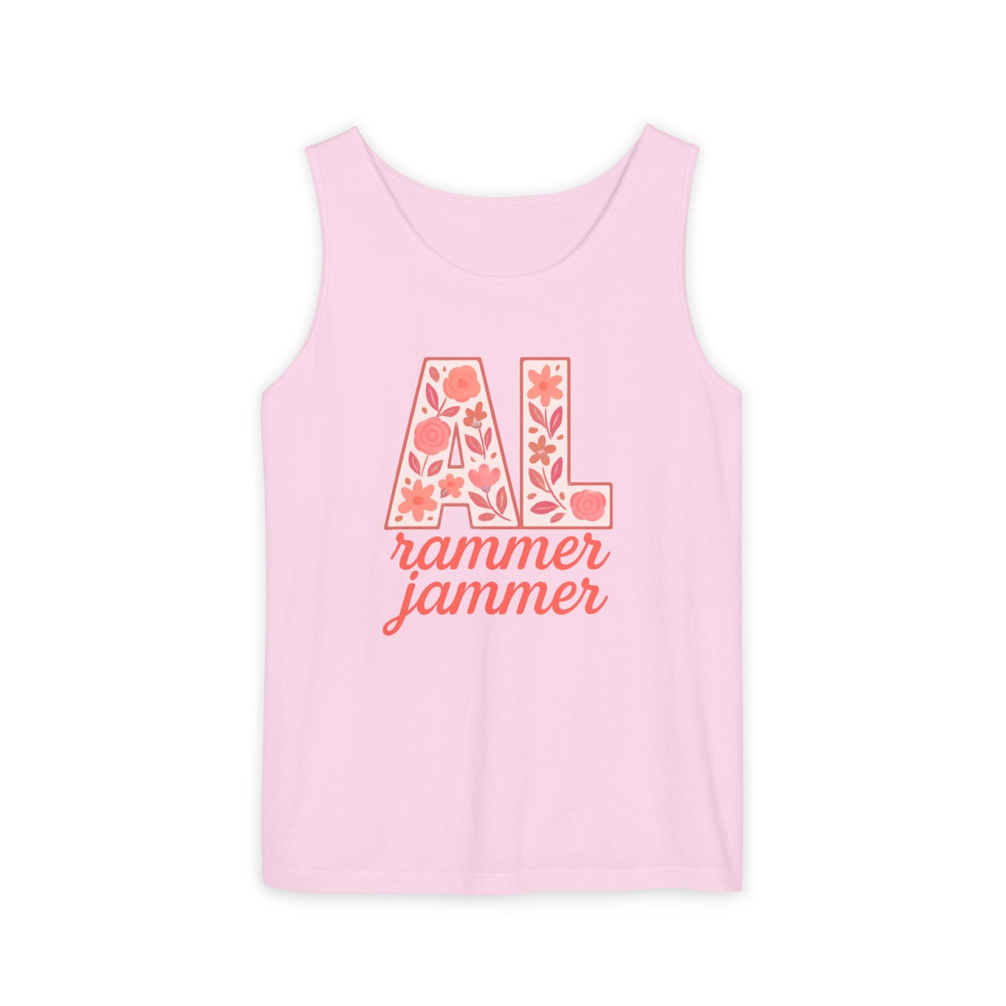 Floral Alabama Rammer Jammer Tank Top, Summer Tee, College Apparel, Game Day Shirt, Unisex Summer Clothing, Southern Style Top, Comfort Colors, Graduation Gift