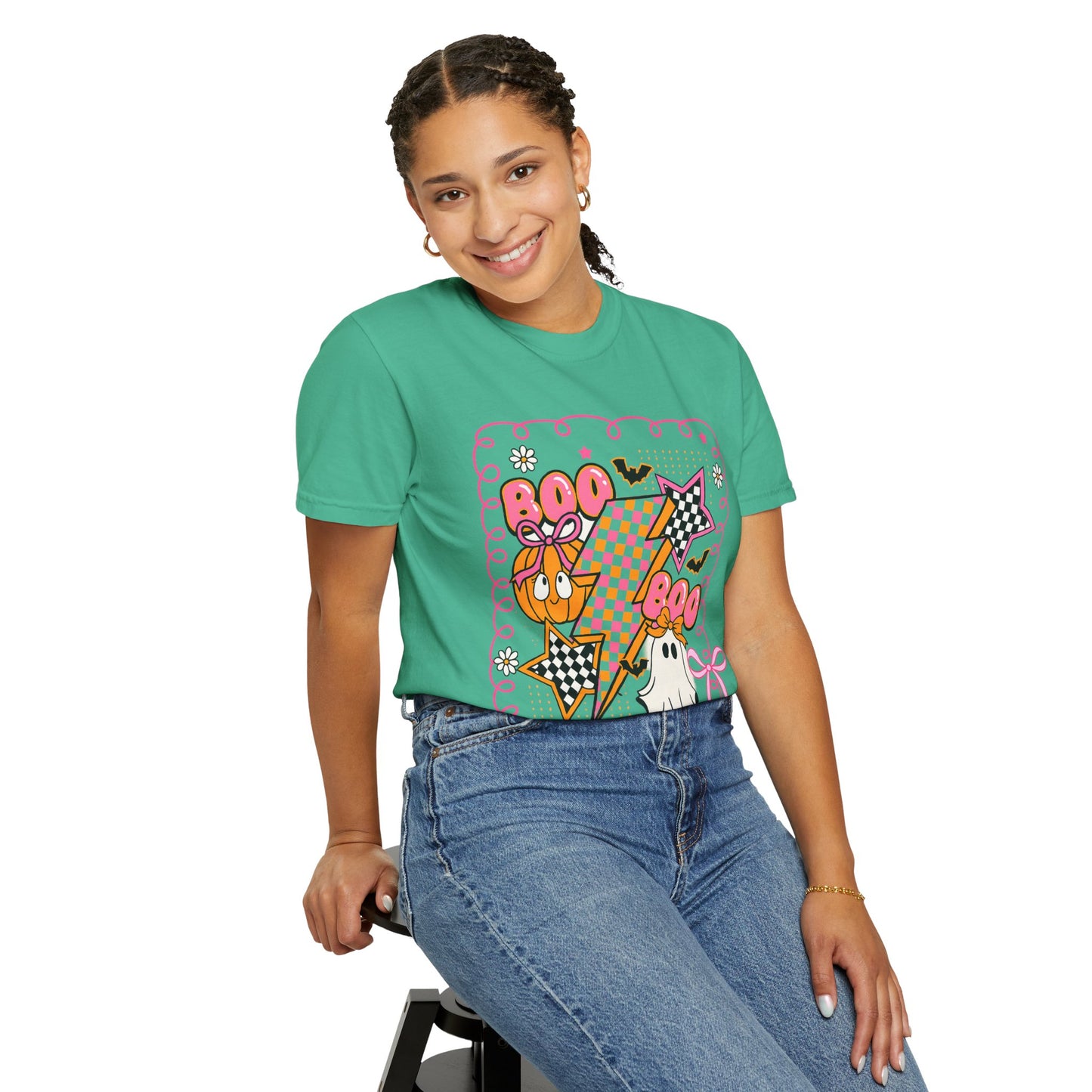 Retro Design Orange & Pink Unisex Halloween T-Shirt