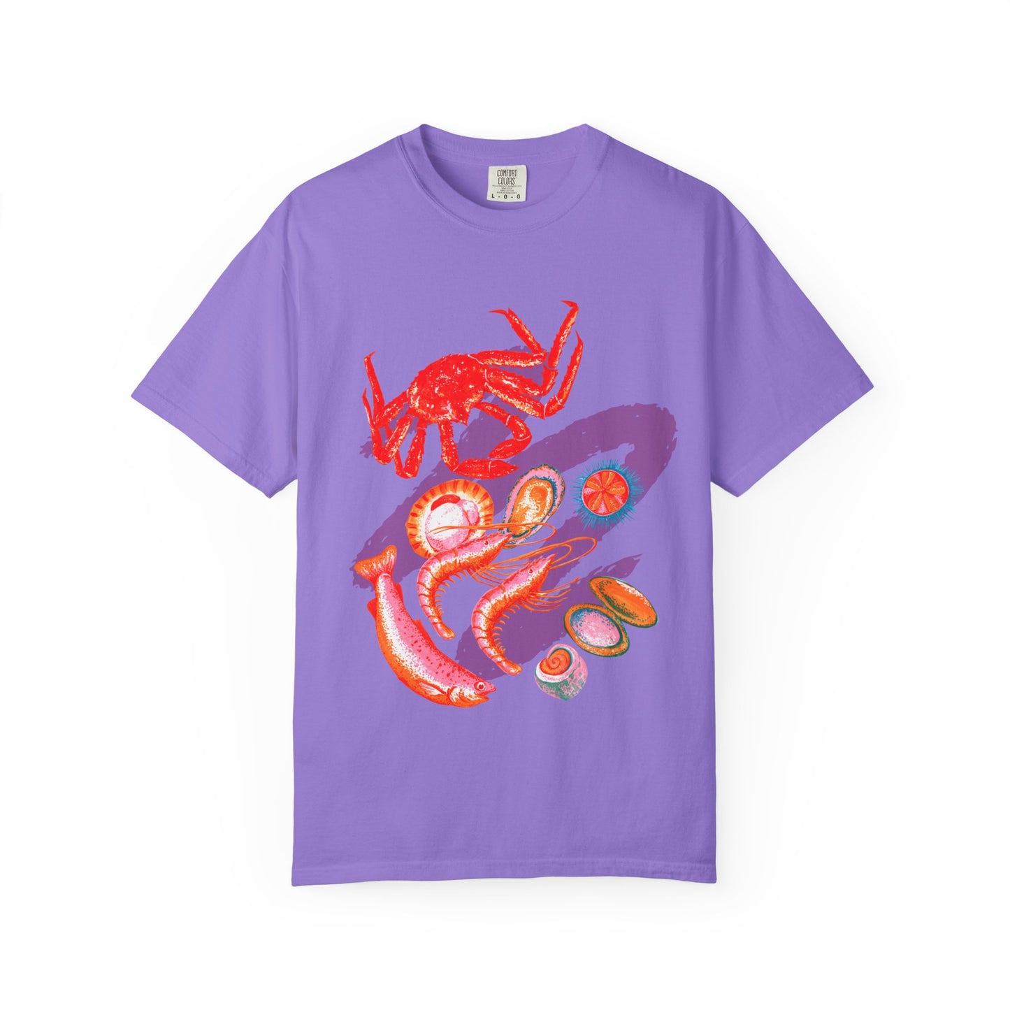 Comfort Colors Vibrant Seafood T-Shirt, French Coastal Tee, Distressed Shirt, Oversized Coquette Aesthetic, Nautical Style
