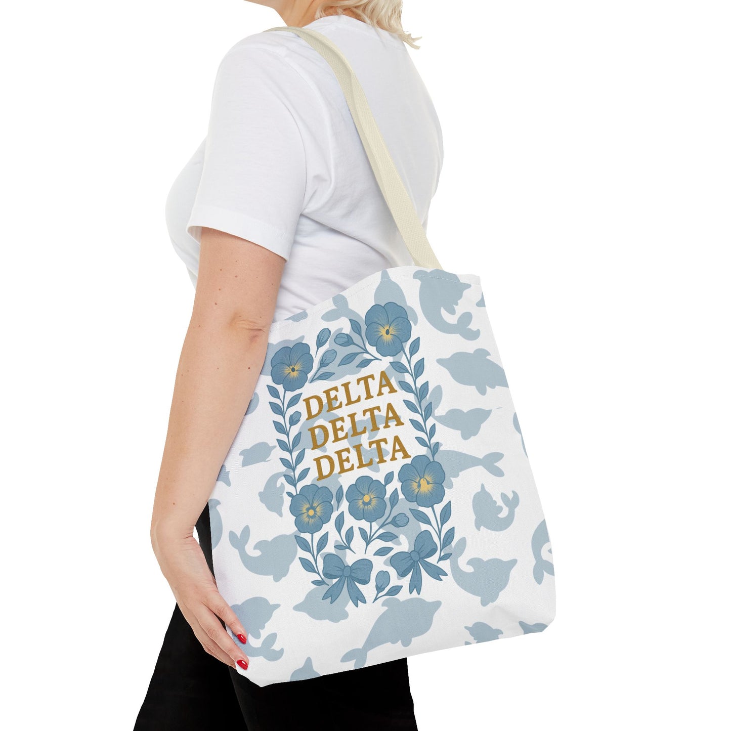 Delta Delta Delta Floral Tote Bag | Sorority Gift | Reusable Shopping Bag | Summer Accessory | Eco-Friendly Bag | Stylish Storage