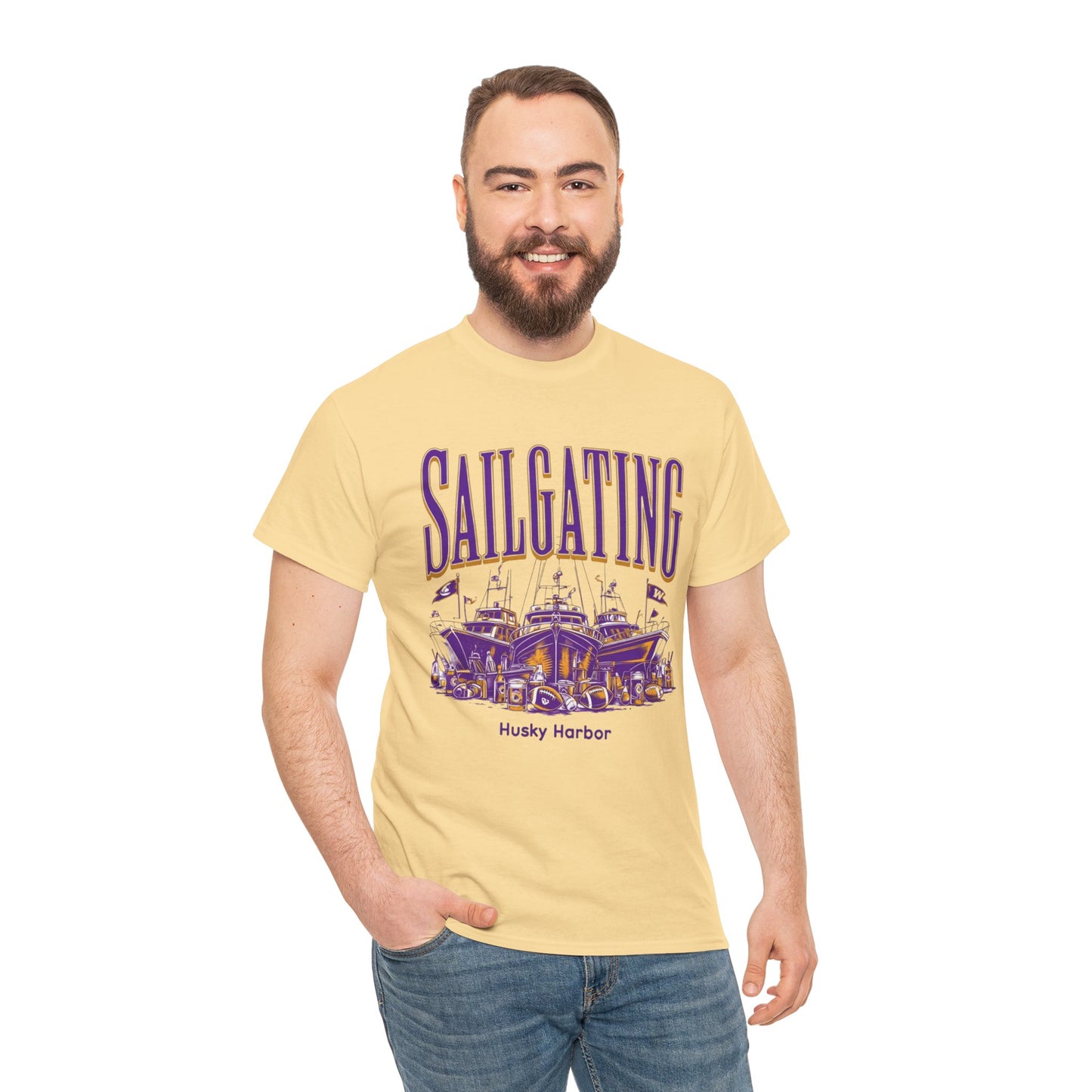 Sailgating Tee - Washington Huskies Unisex Heavy Cotton Shirt