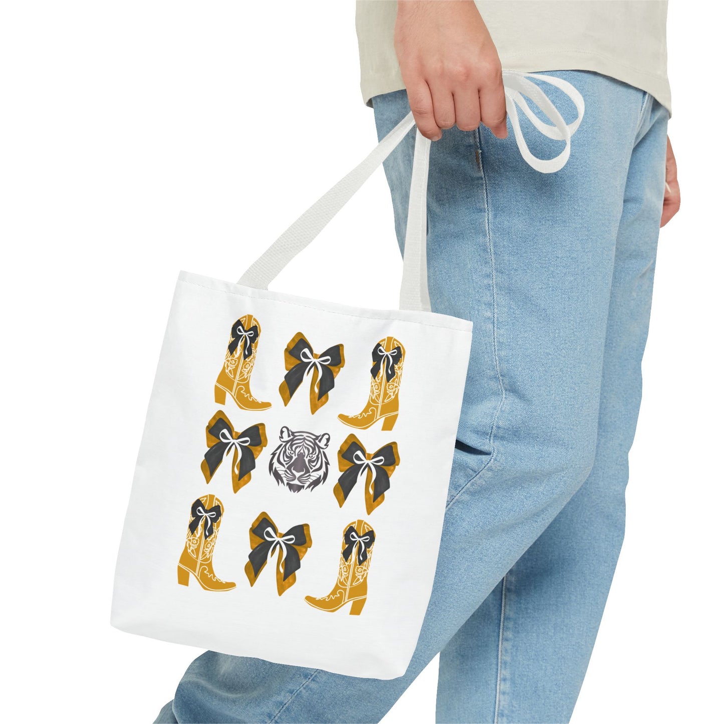Mizzou tigers tote bag, missouri game day, Stylish Tote Bag with Boots and Tiger Design, missouri fan gift, missouri tigers alumni, graduation gift, mo tigers